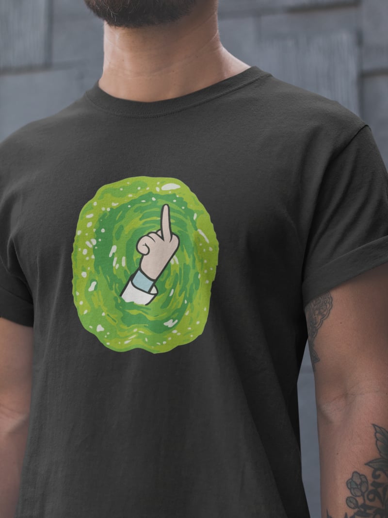 Rick and Morty Unisex Siyah Tişört