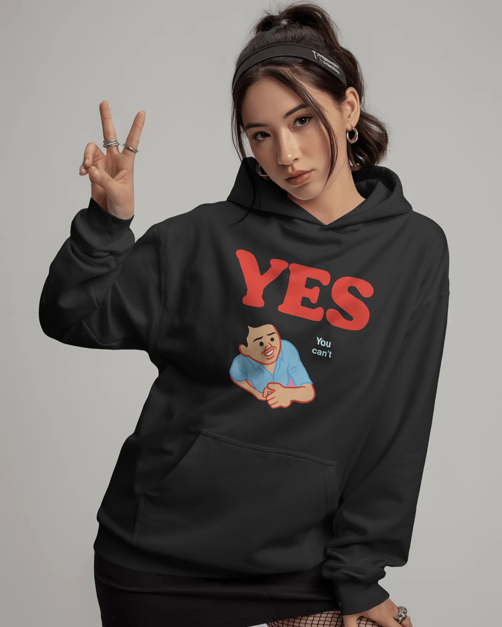 Yes You Can't Unisex Siyah Kapüşonlu Sweatshirt