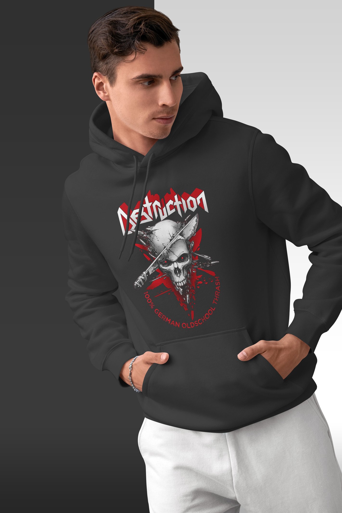 Destruction Kafatası Kapüşonlu Sweatshirt