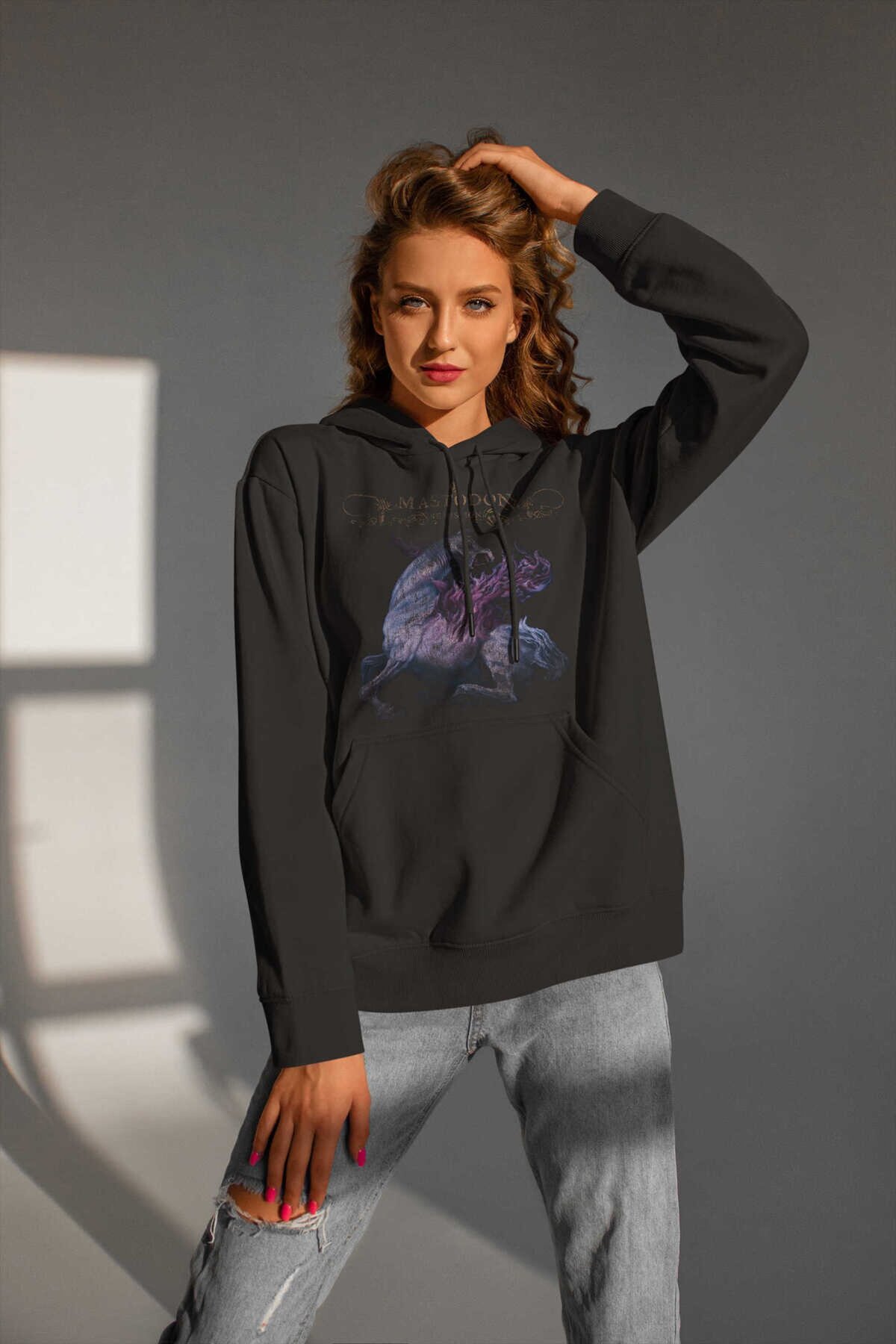 Mastodon Dijital Baskı Kapüşonlu Unisex Sweatshirt