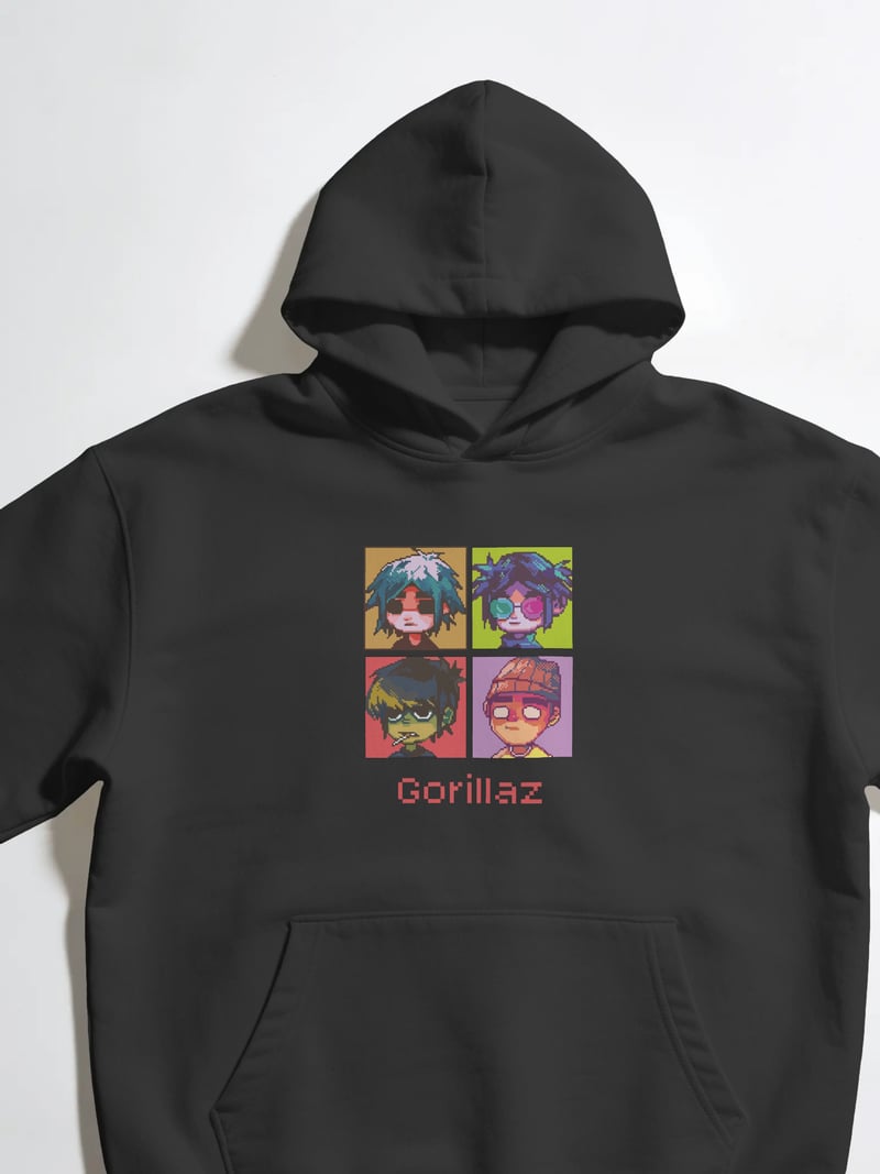 Gorillaz Unisex Siyah Kapüşonlu Sweatshirt