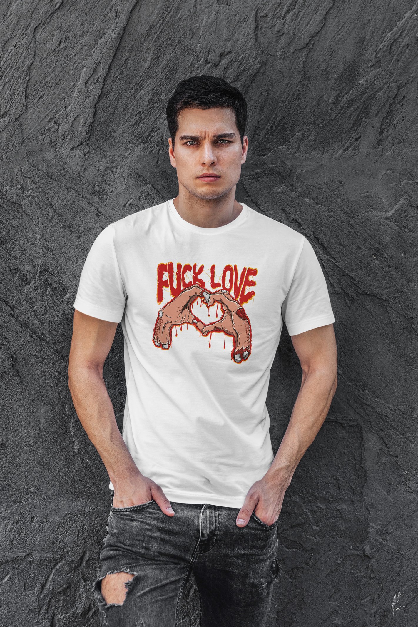 Fuck Love Dijital Baskı Beyaz Tişört
