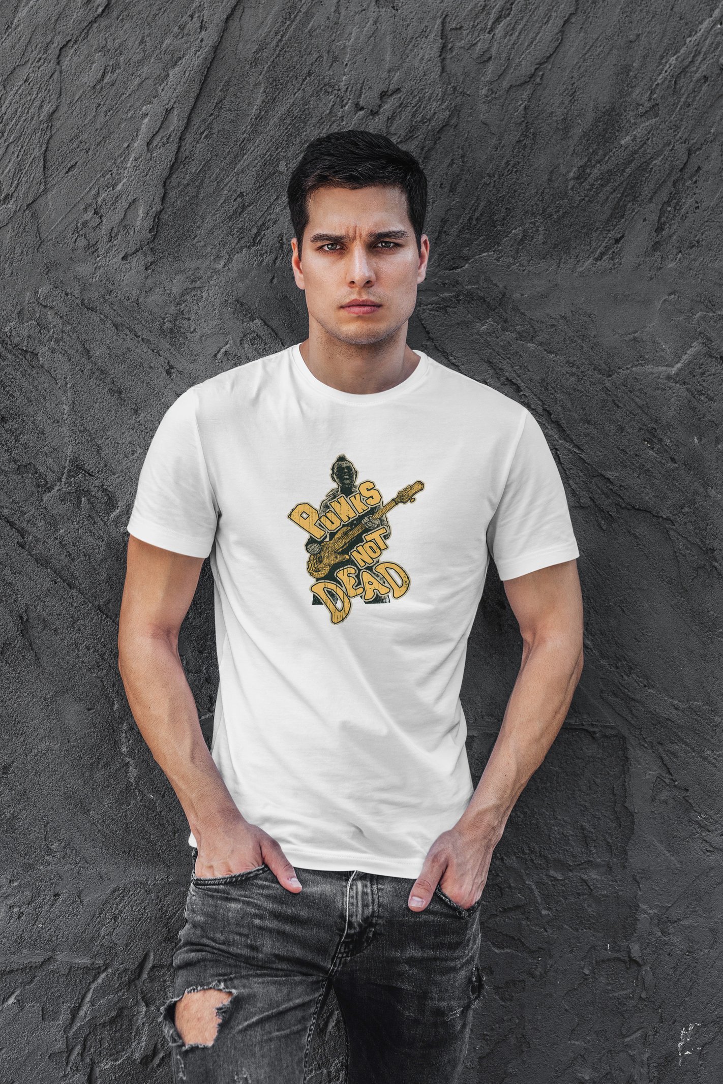 Punk Dijital Baskı  Unisex Beyaz T-Shirt