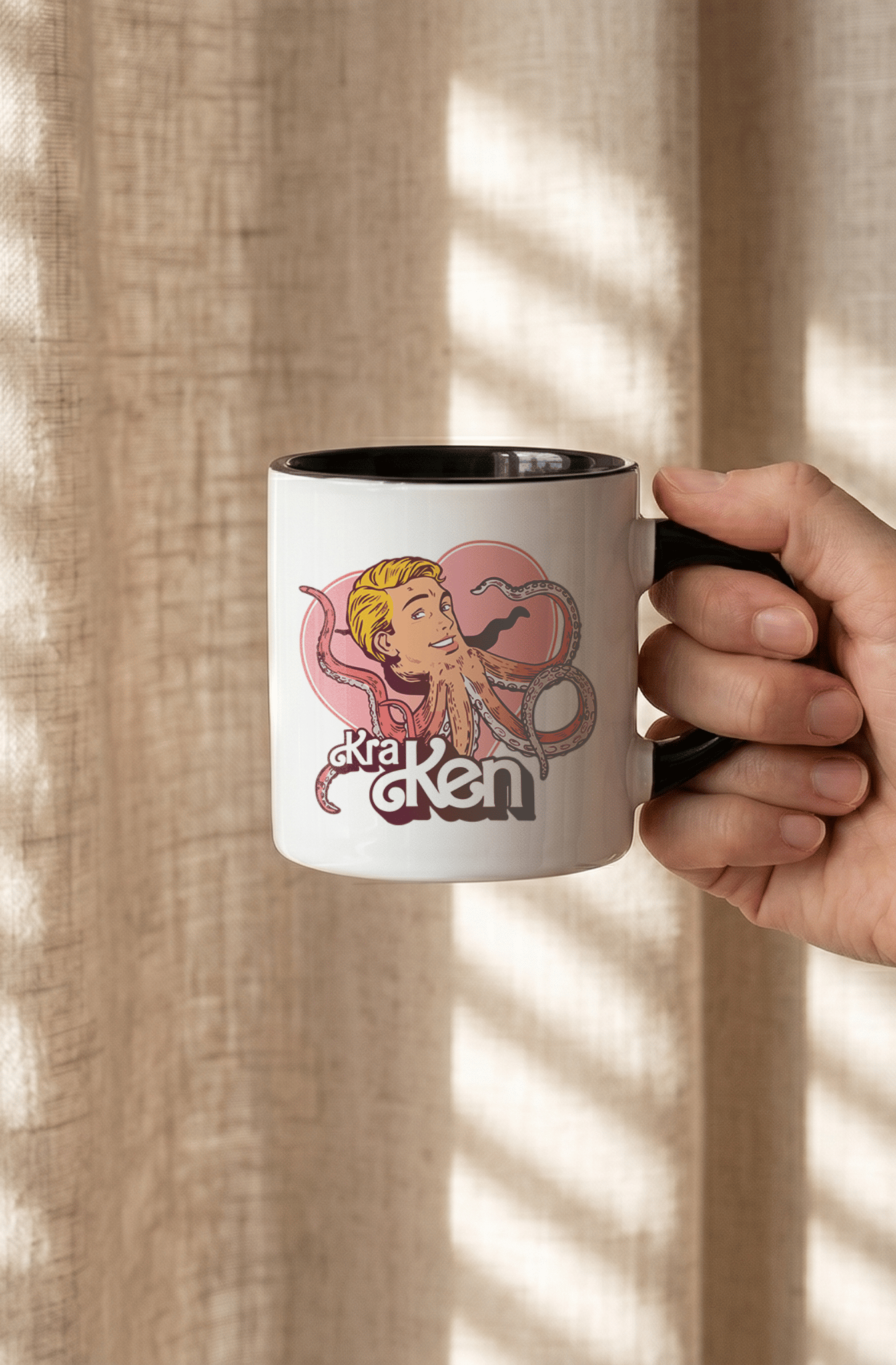 Kraken 180 ml Beyaz Siyah Kahve Kupası