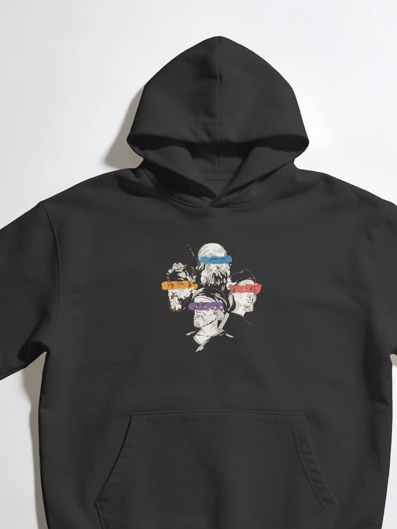Ninja Turtles Renaissance Unisex Siyah Kapüşonlu Sweatshirt