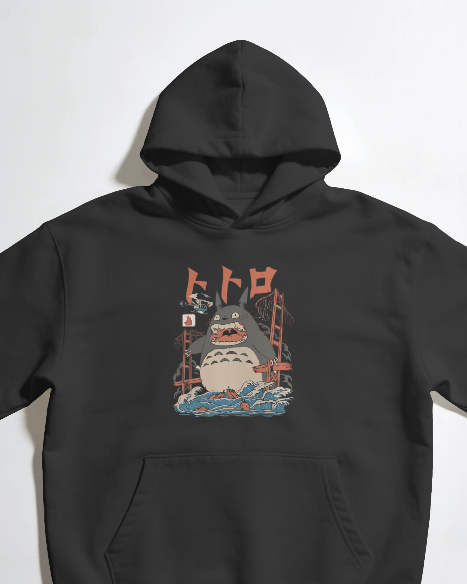 Totoro Unisex Siyah Kapüşonlu Sweatshirt