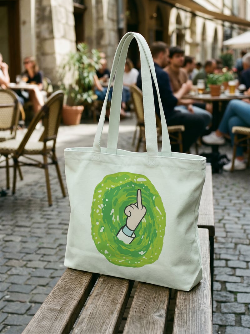 Rick and Morty Fermuarlı Astarlı Körüklü Kanvas Çanta 35 x 40 cm