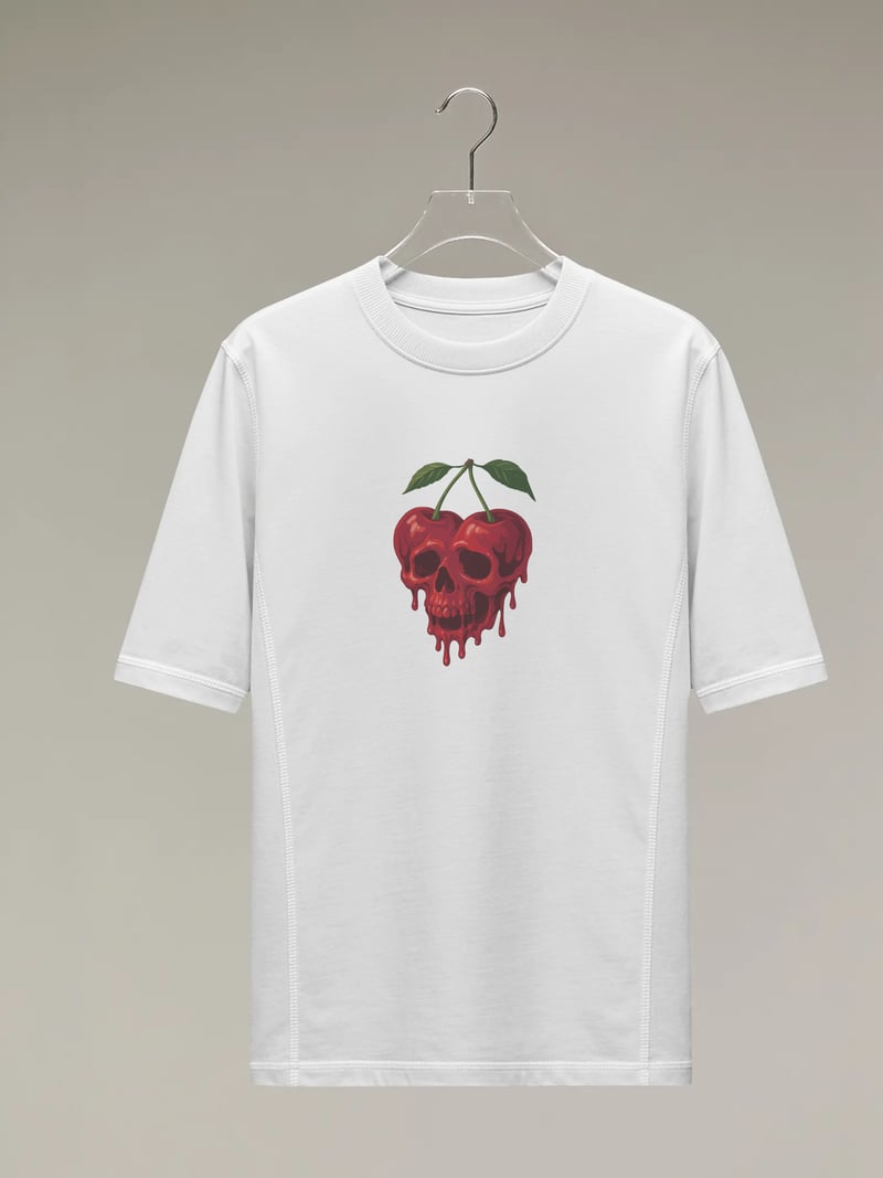 Cherry Skull Beyaz Tişört