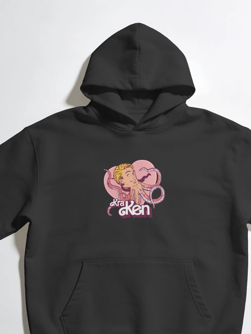 Kraken Unisex Siyah Kapüşonlu Sweatshirt