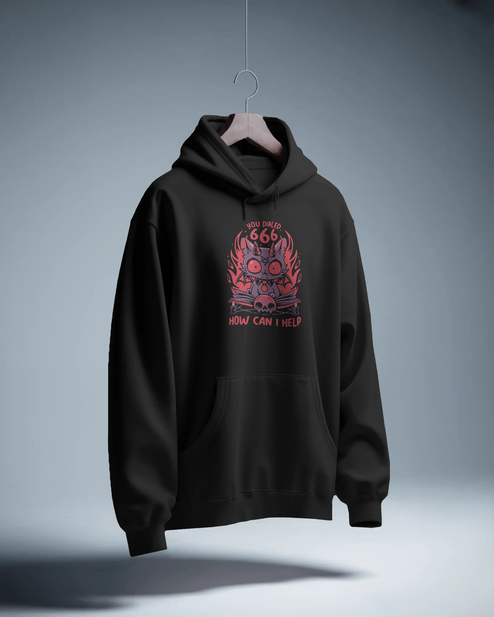 You Dialed 666 Siyah Kapüşonlu Sweatshirt