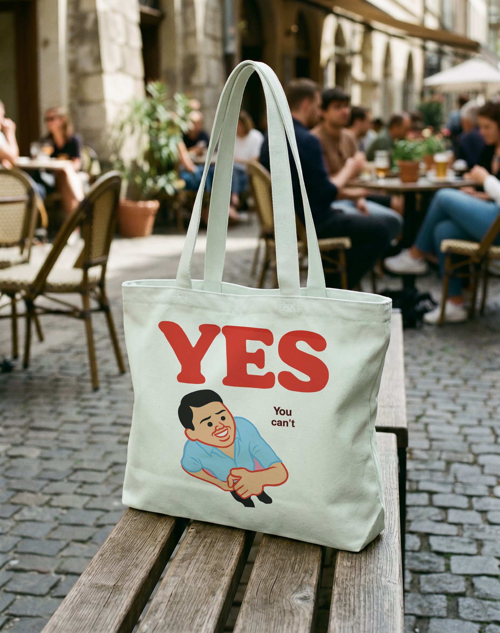 Yes You Can't Kanvas Astarlı Fermuarlı Omuz Çantası