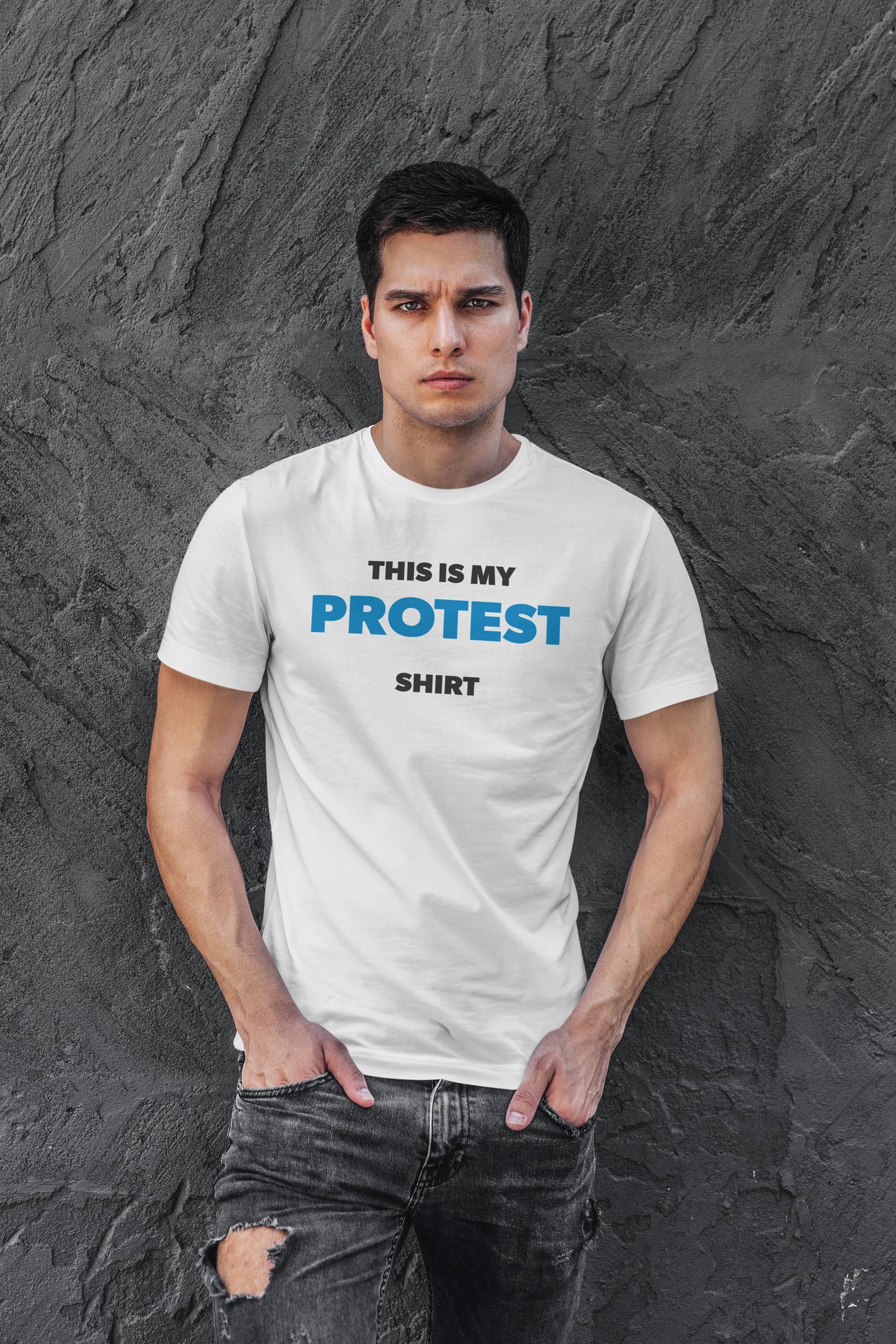 Protest Dijital Baskı Beyaz Unisex Tişört