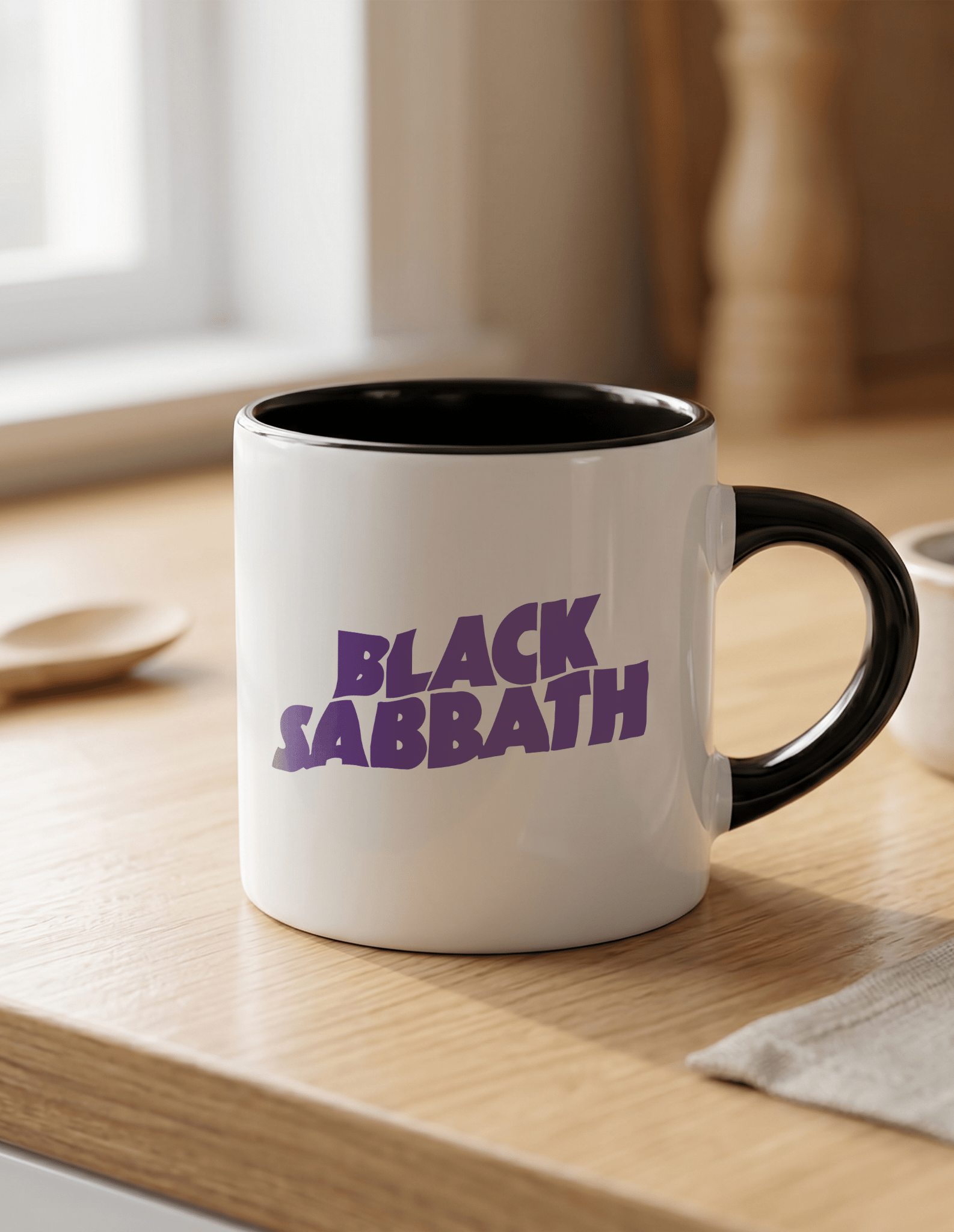 Black Sabbath 180 ml Beyaz Siyah Kahve Kupası