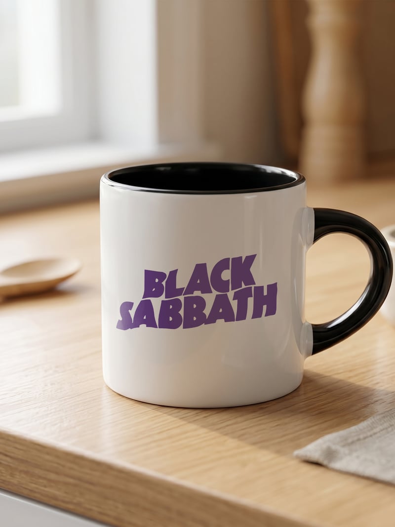 Black Sabbath 180 ml Beyaz Siyah Kahve Kupası