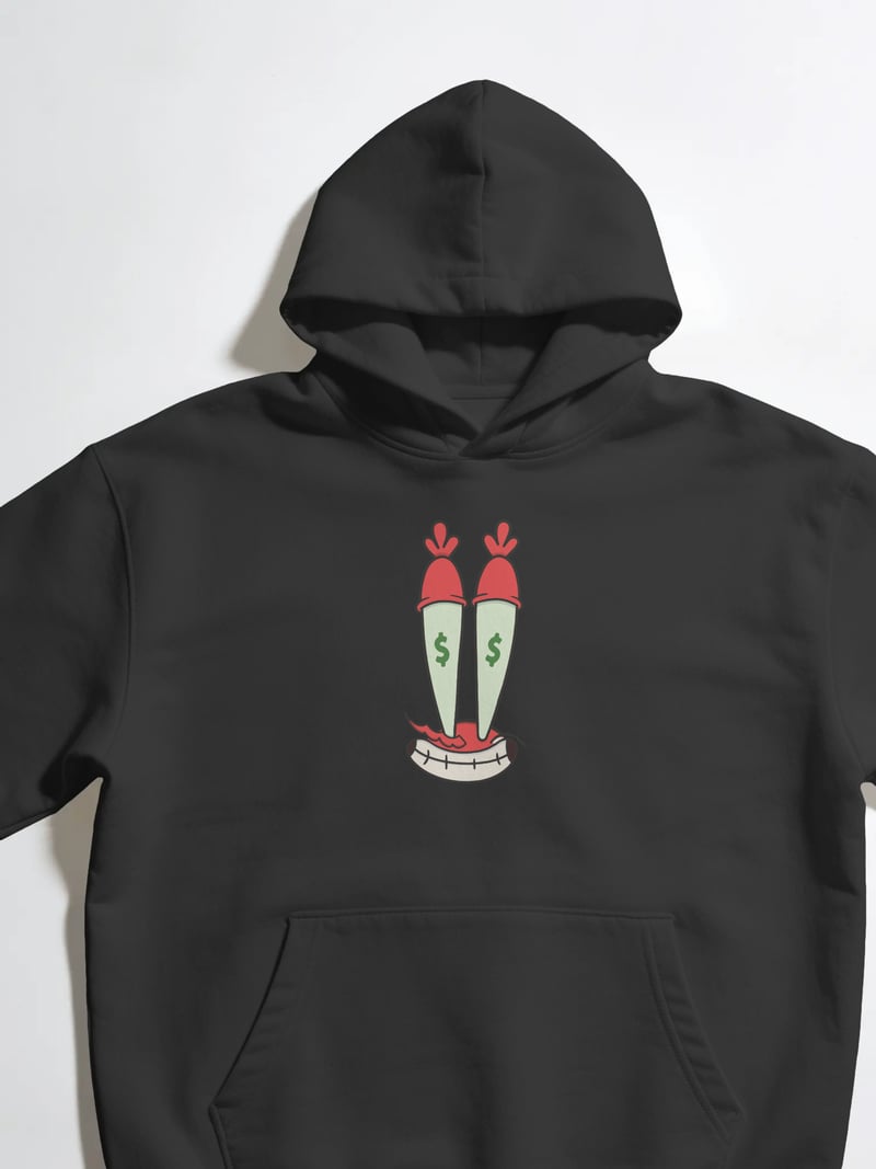 Mr. Krabs Spongebob Squarepants Unisex Siyah Kapüşonlu Sweatshirt