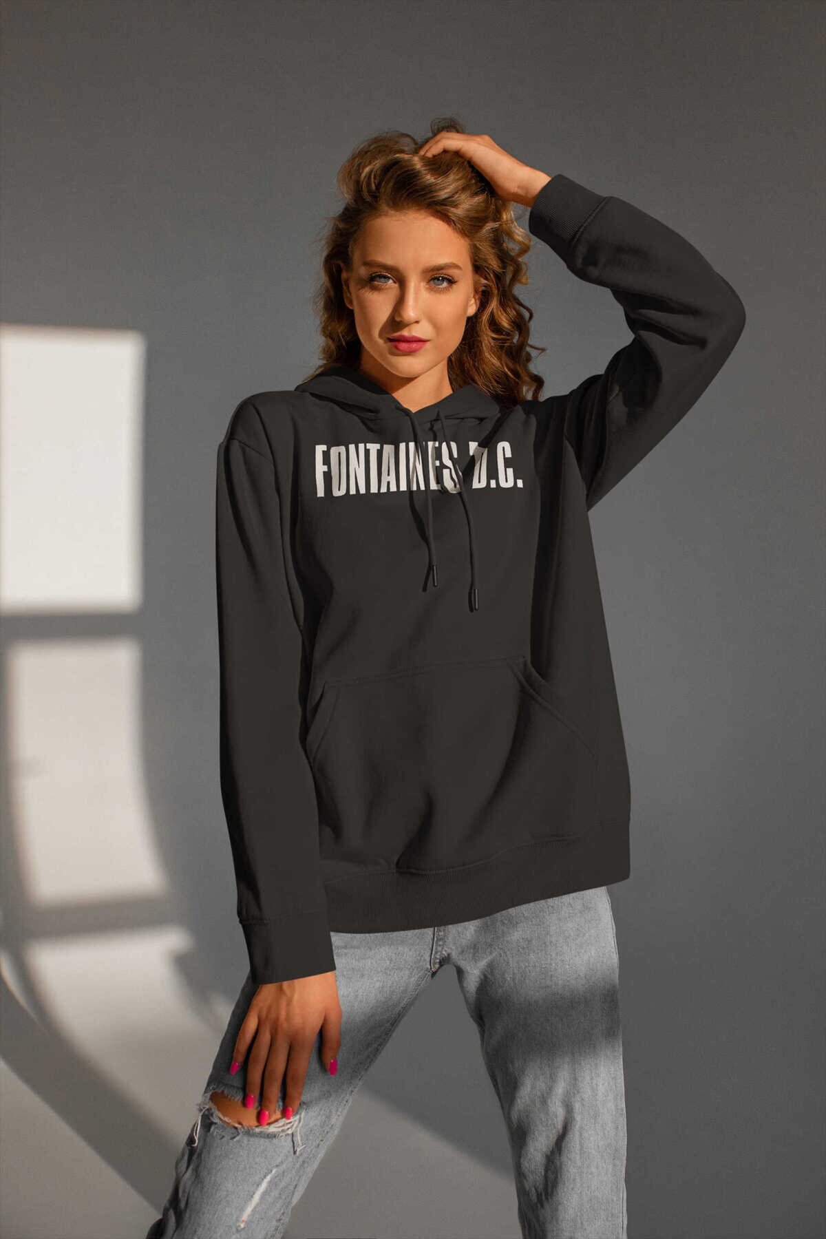 Fontaines Dijital Baskı Kapüşonlu Unisex Sweatshirt