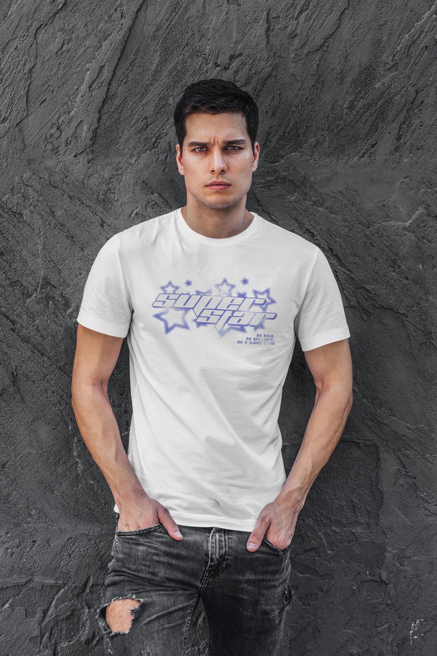 Super Star Dijital Baskı Beyaz Unisex Tişört