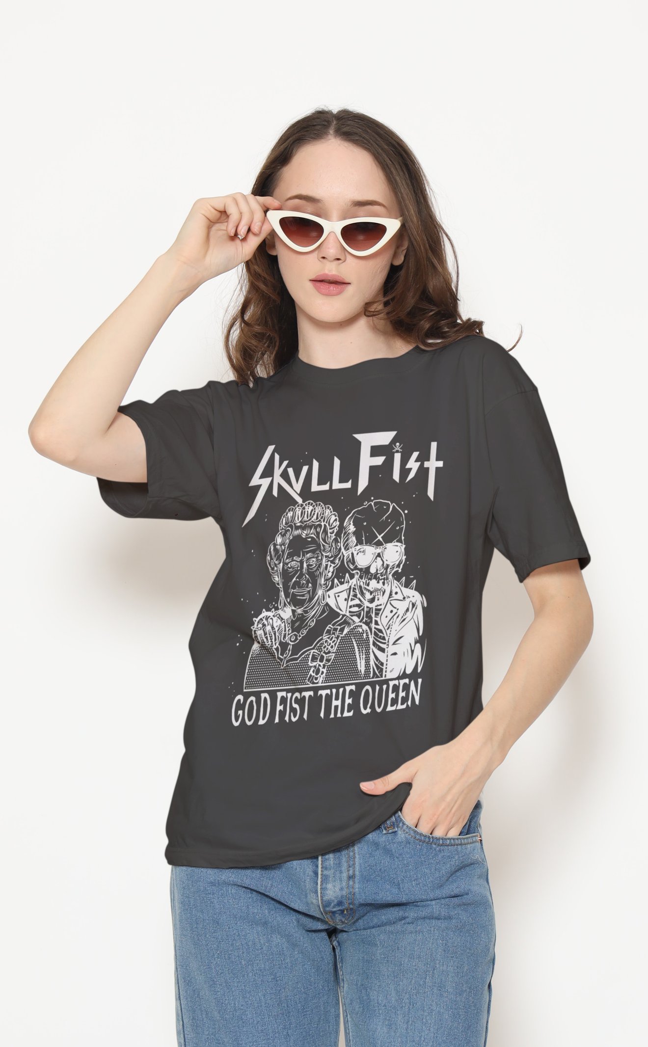 Skull Fist Dijital Baskı Unisex Tişört