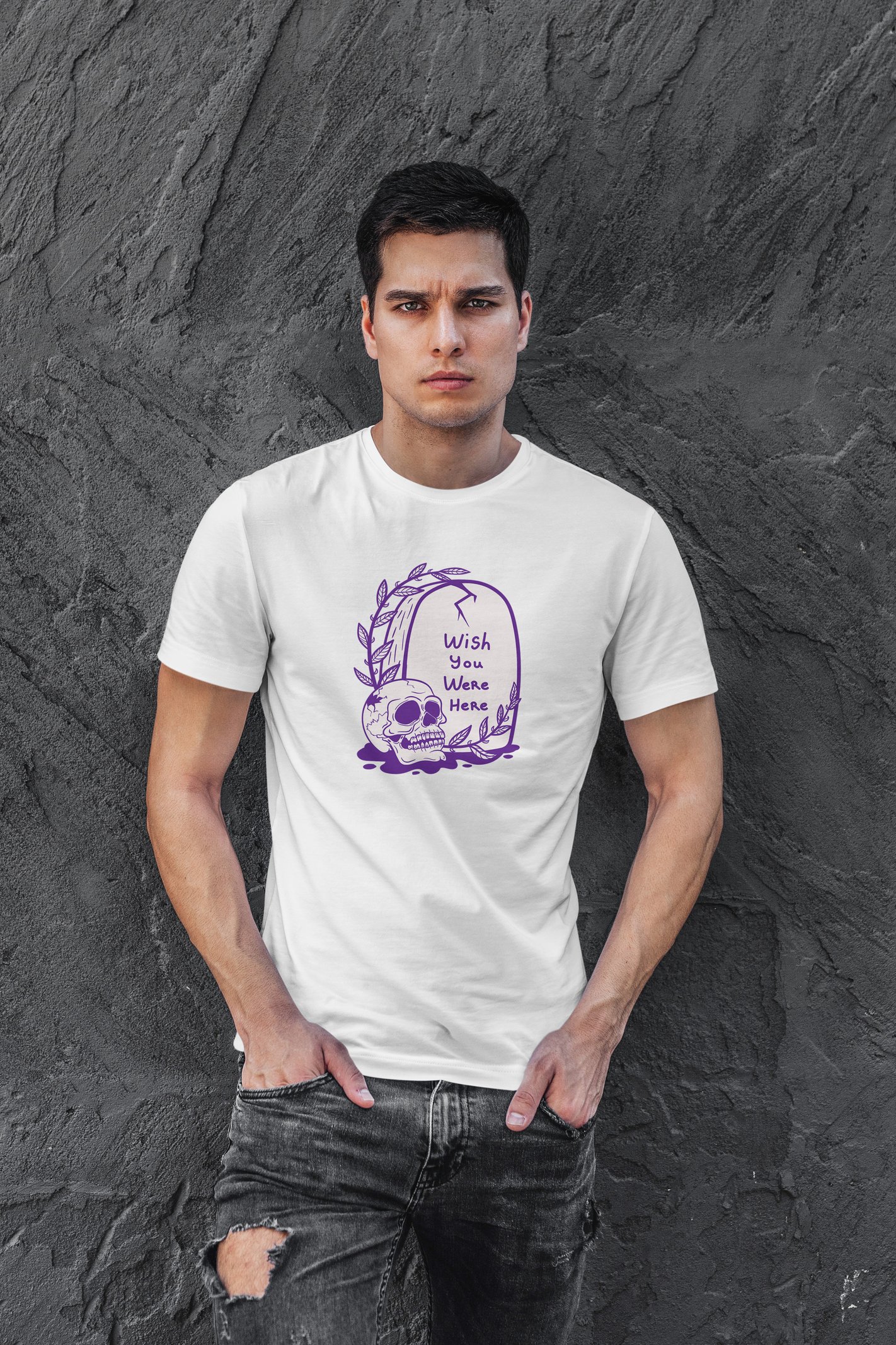 Wish You Were Here Dijital Baskı Beyaz Unisex Tişört