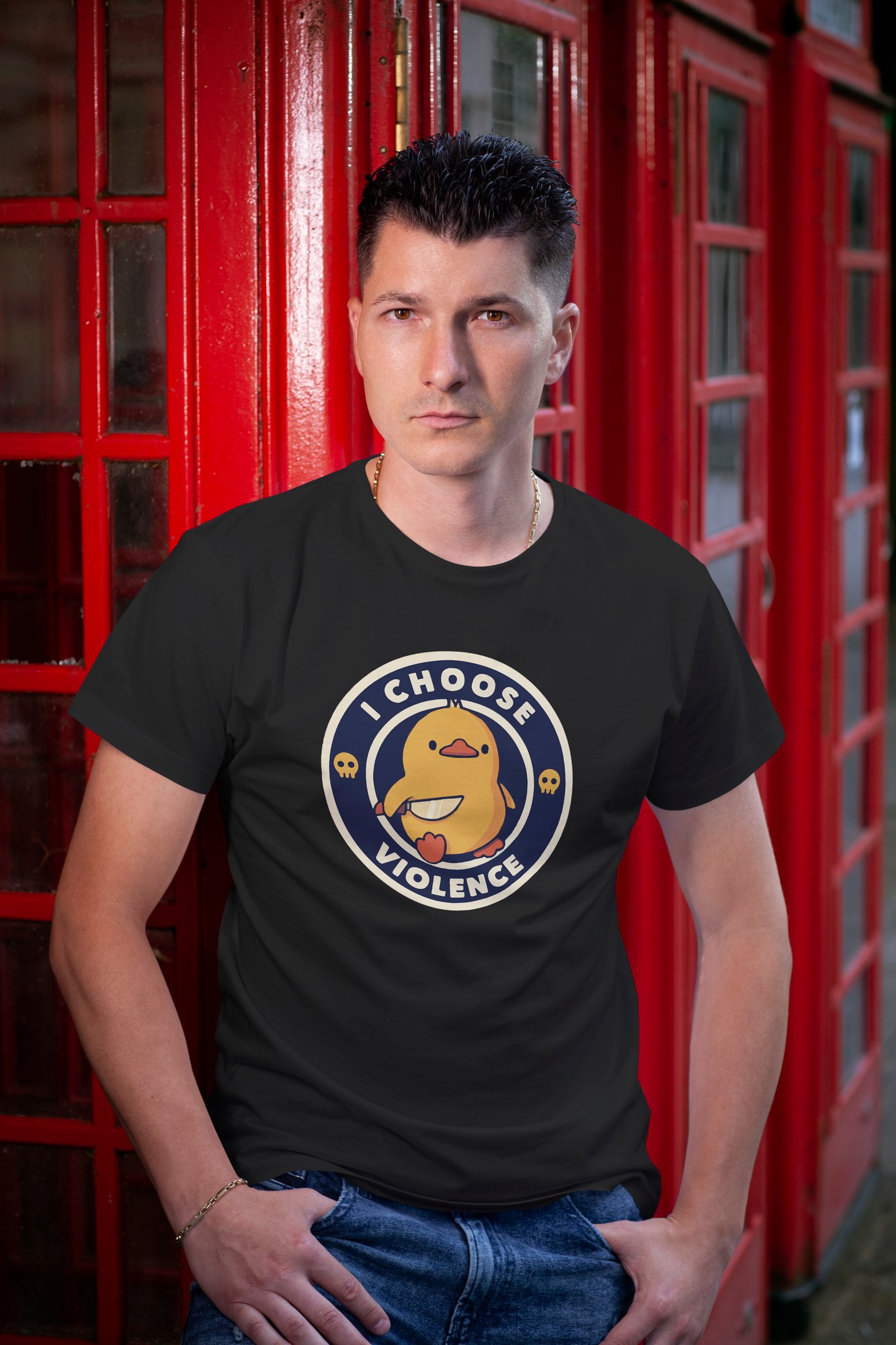 I Choose Violence Dijital Baskı Unisex Siyah Tişört
