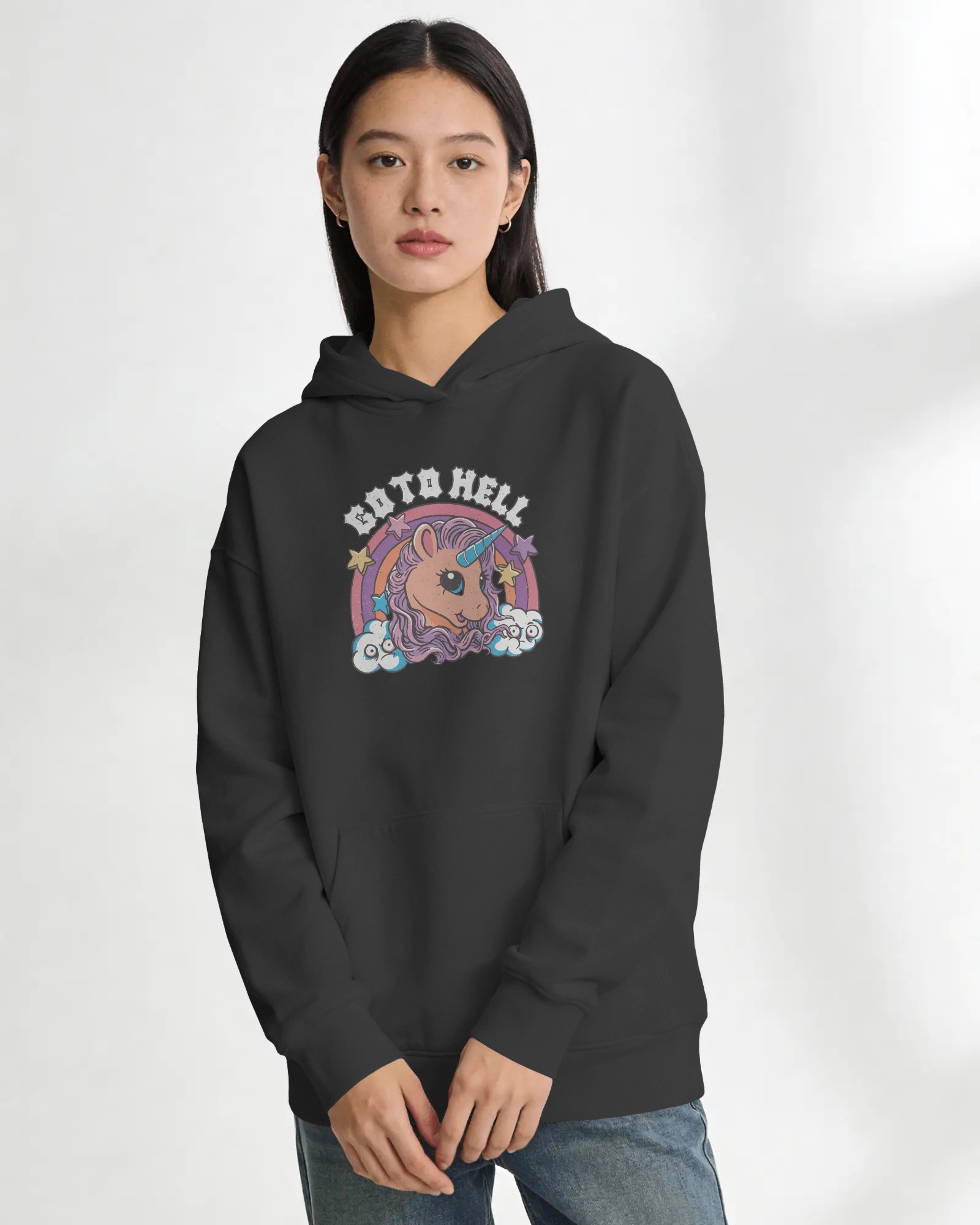 Go to Hell Unisex Siyah Kapüşonlu Sweatshirt