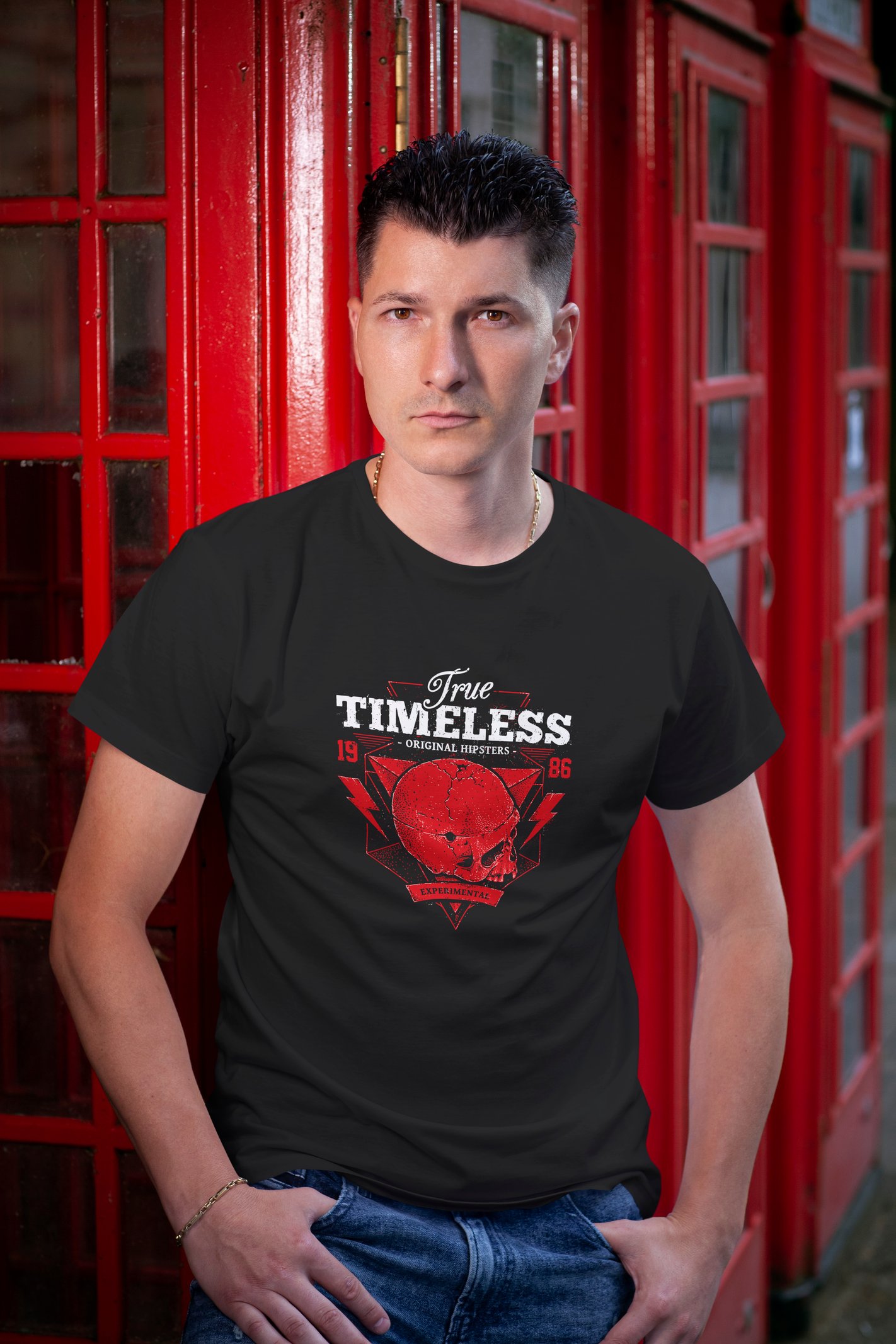 Timeless Dijital Baskılı Siyah Tişört
