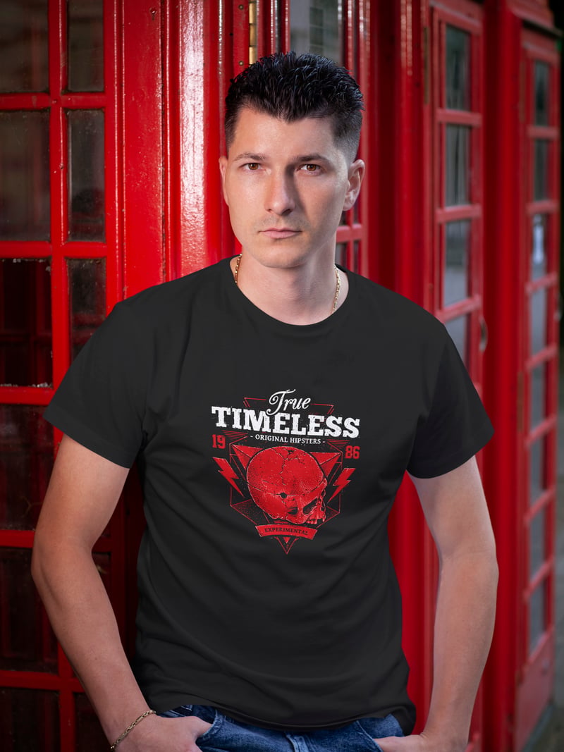 Timeless Dijital Baskılı Siyah Tişört