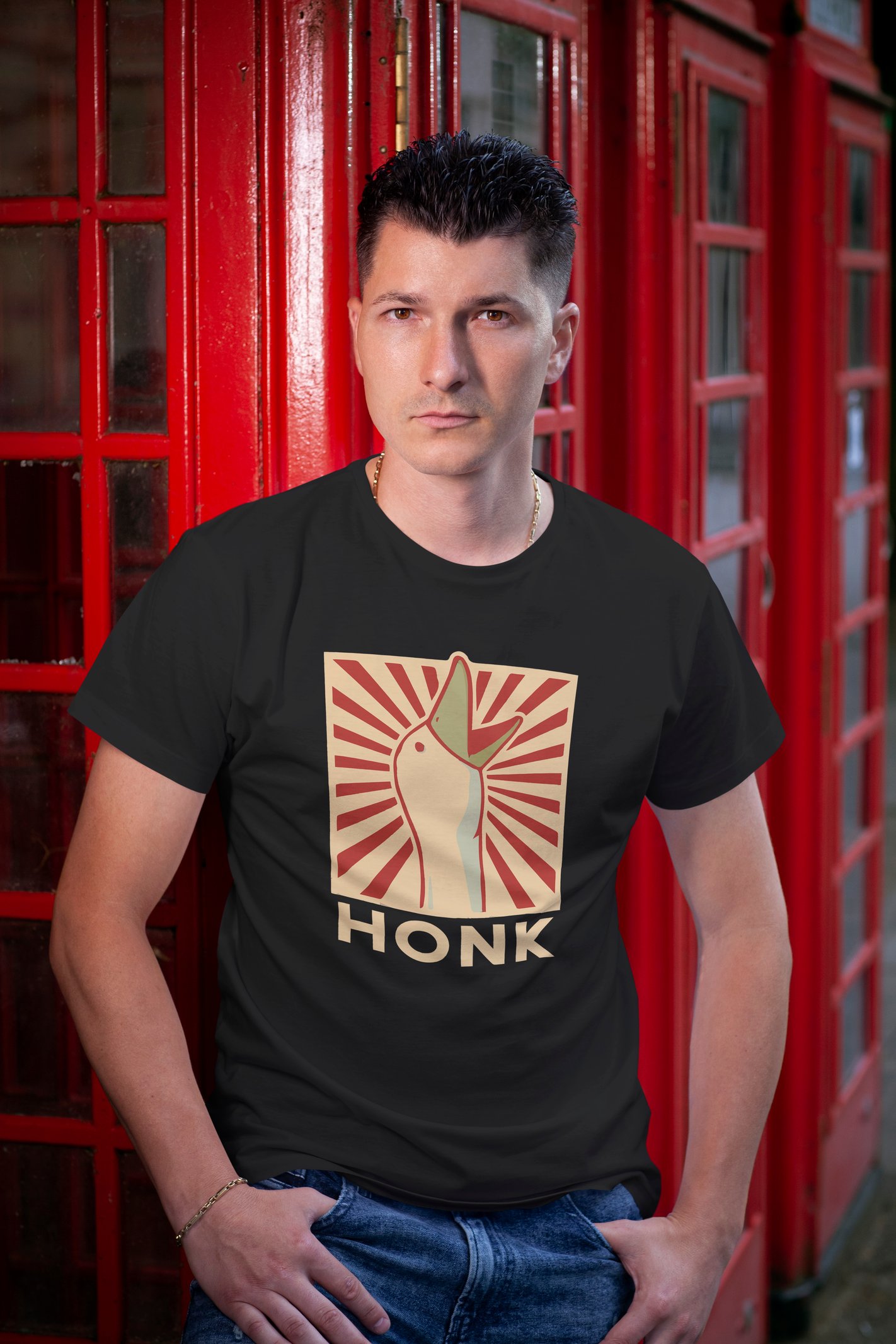 Kaz Honk Dijital Baskı Unisex Siyah Tişört