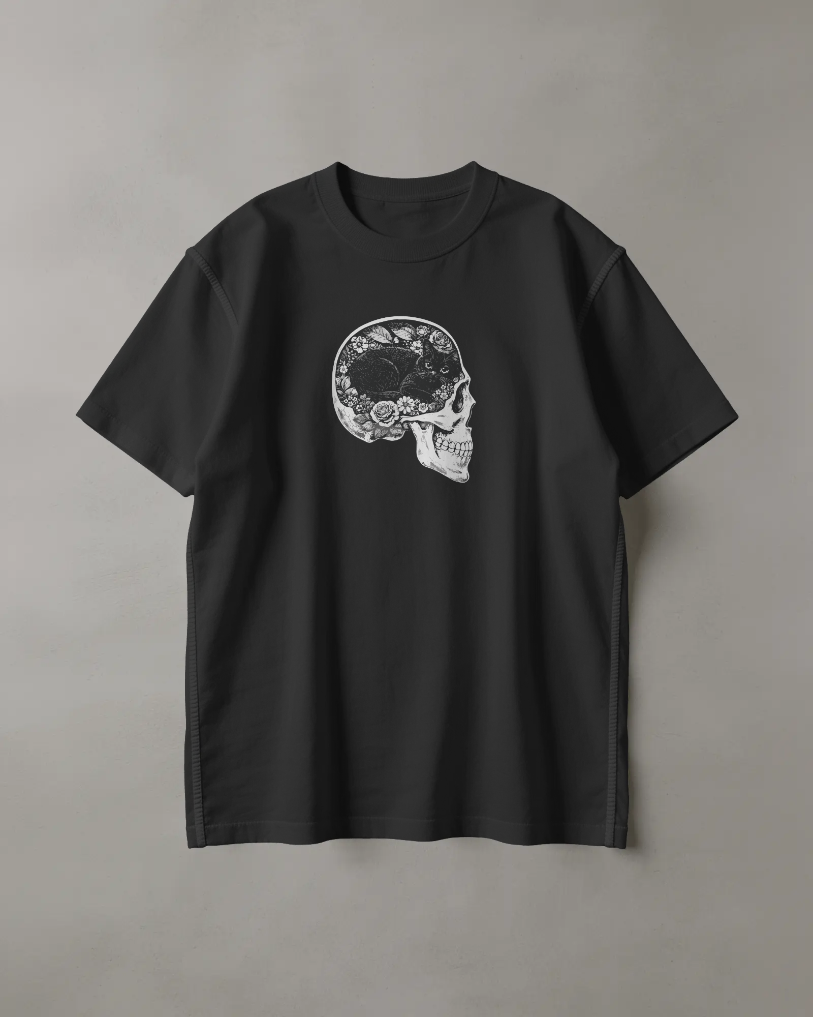 Skull Cat Siyah Tişört