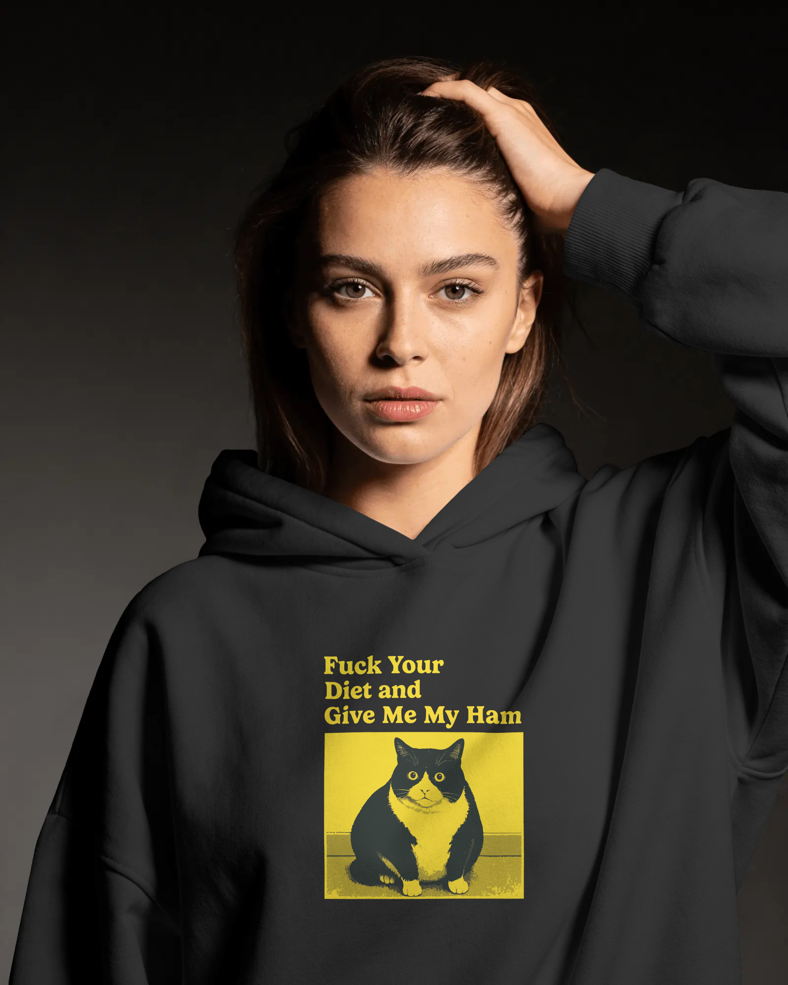 Fuck Your Diet Siyah Kapüşonlu Sweatshirt