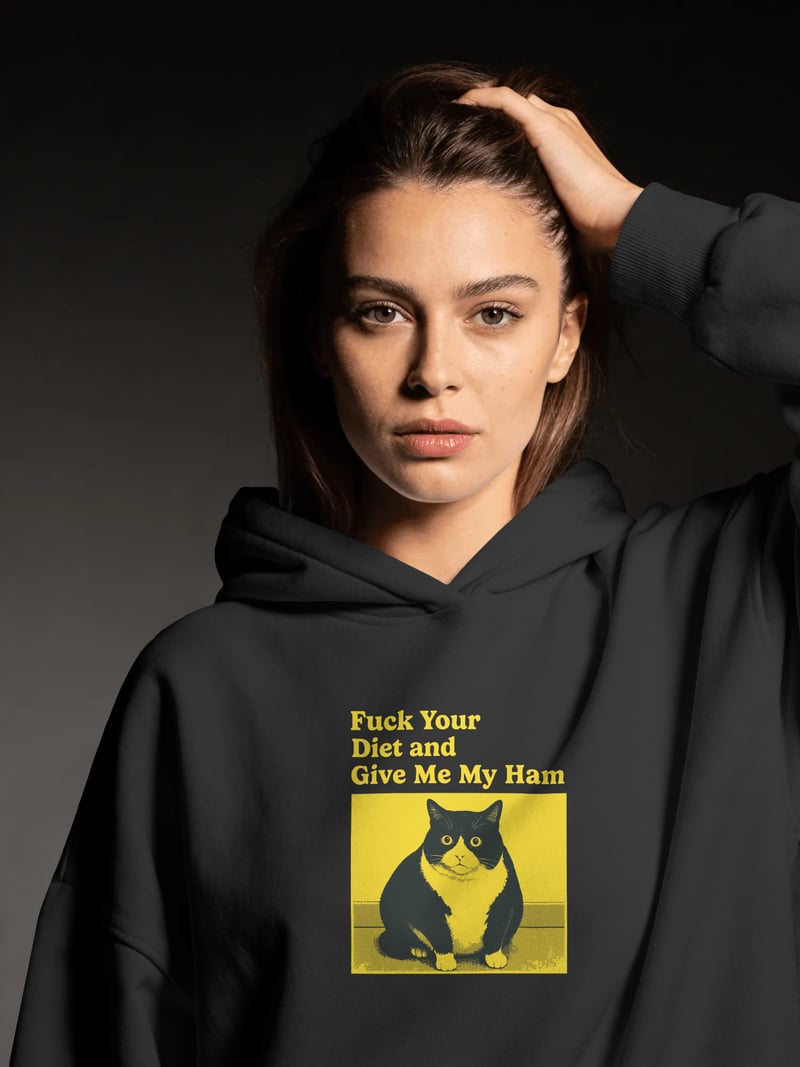 Fuck Your Diet Siyah Kapüşonlu Sweatshirt