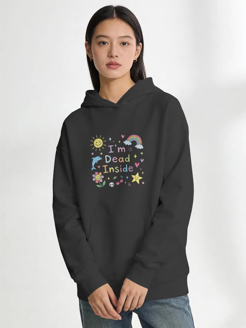 Dead Inside Unisex Siyah Kapüşonlu Sweatshirt