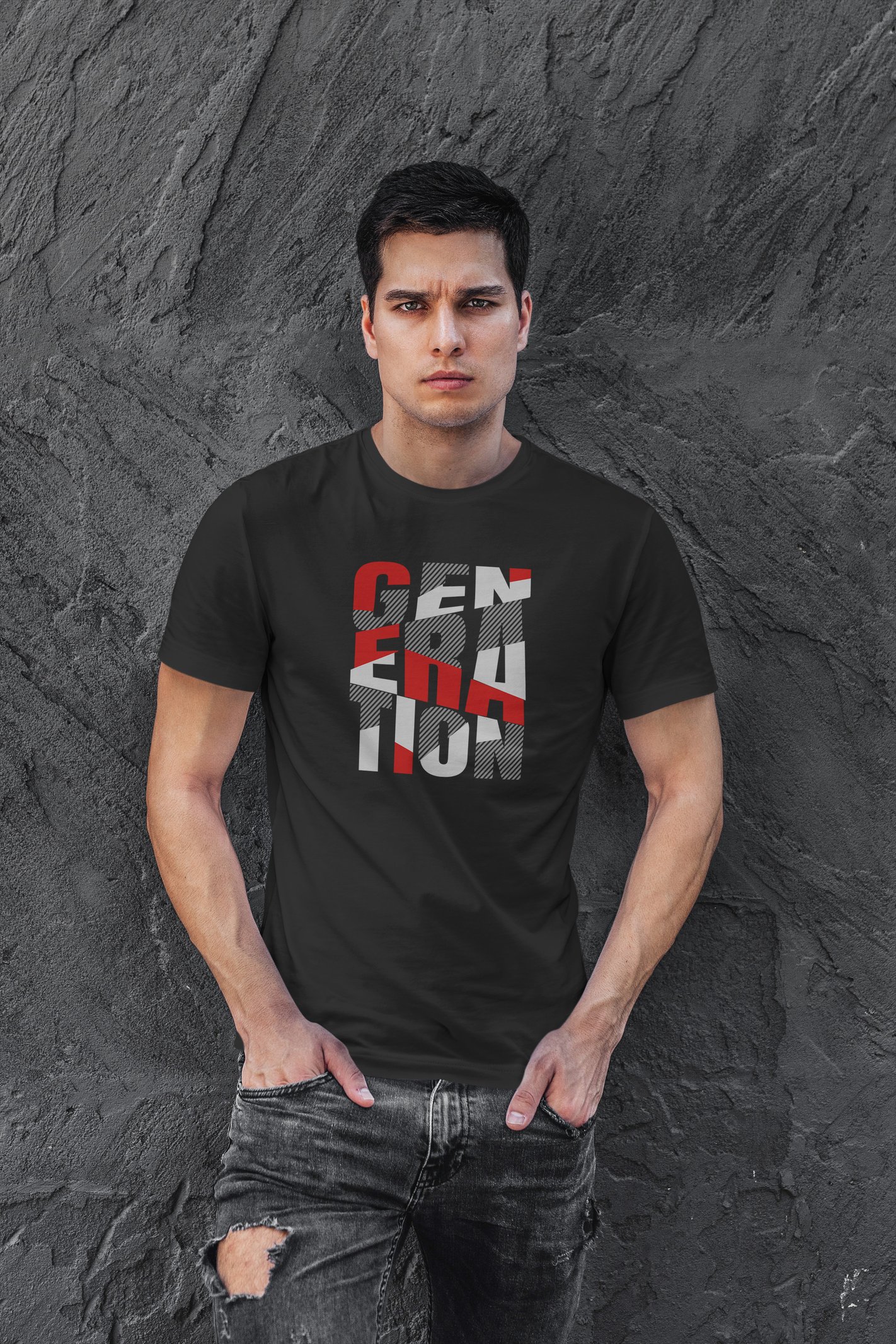Generation Dijital Baskı Siyah Unisex Tişört