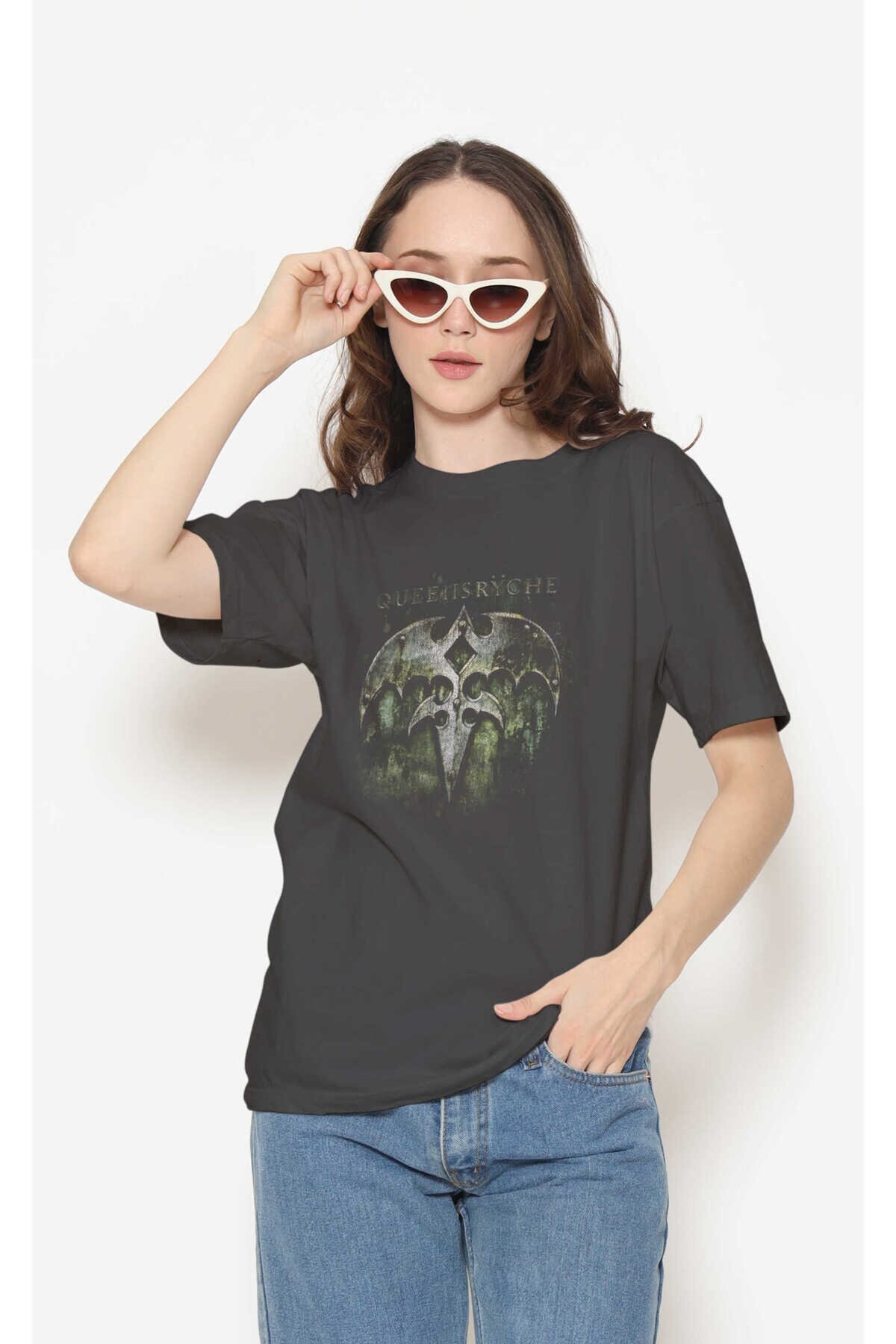 Queensryche Dijital Baskı Siyah Unisex Tişört