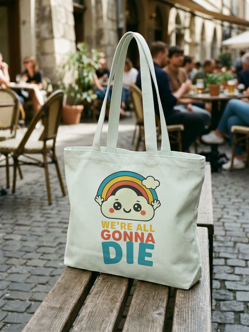 Gonna Die Kanvas Astarlı Fermuarlı Omuz Çantası