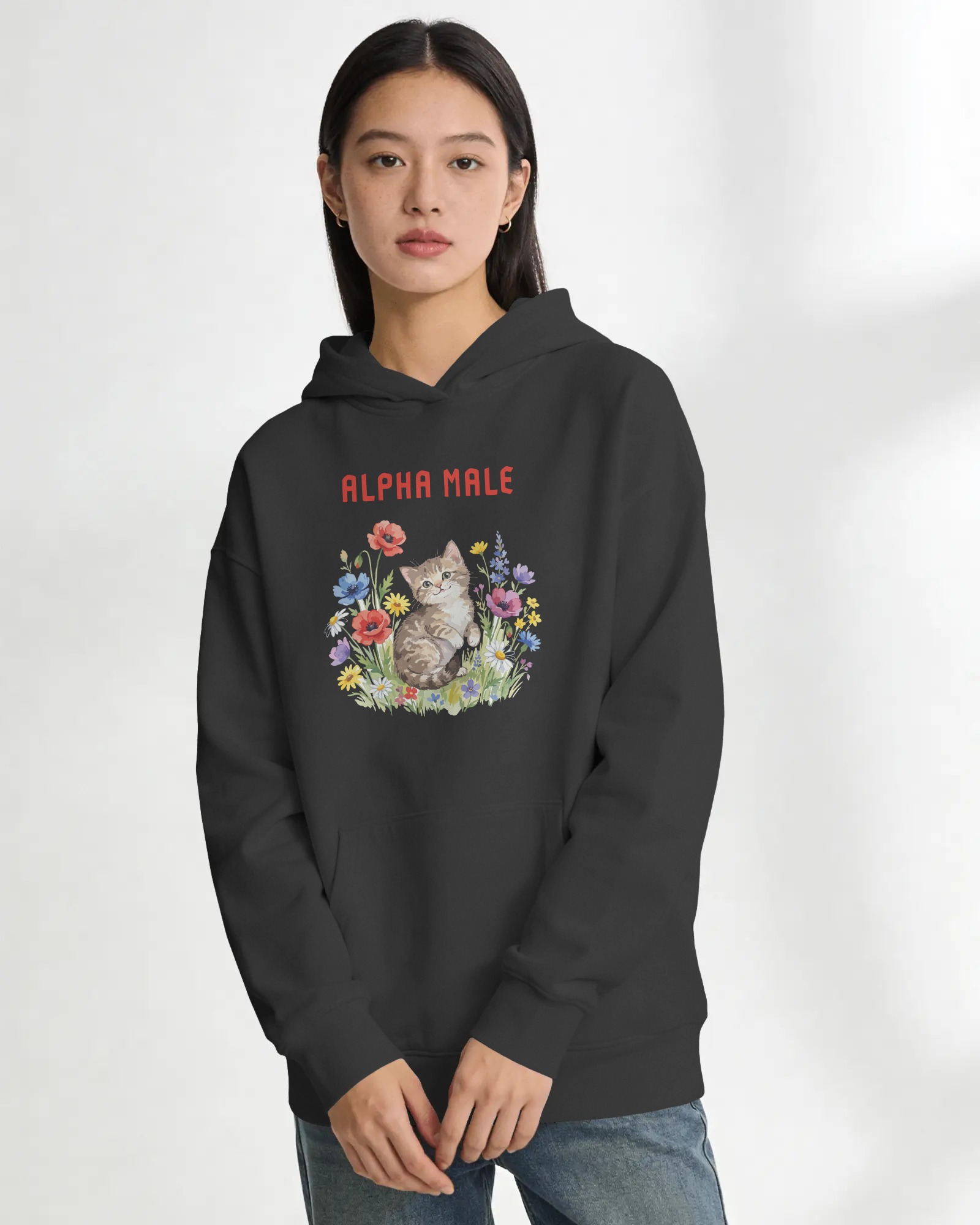 Alpha Male Unisex Siyah Kapüşonlu Sweatshirt
