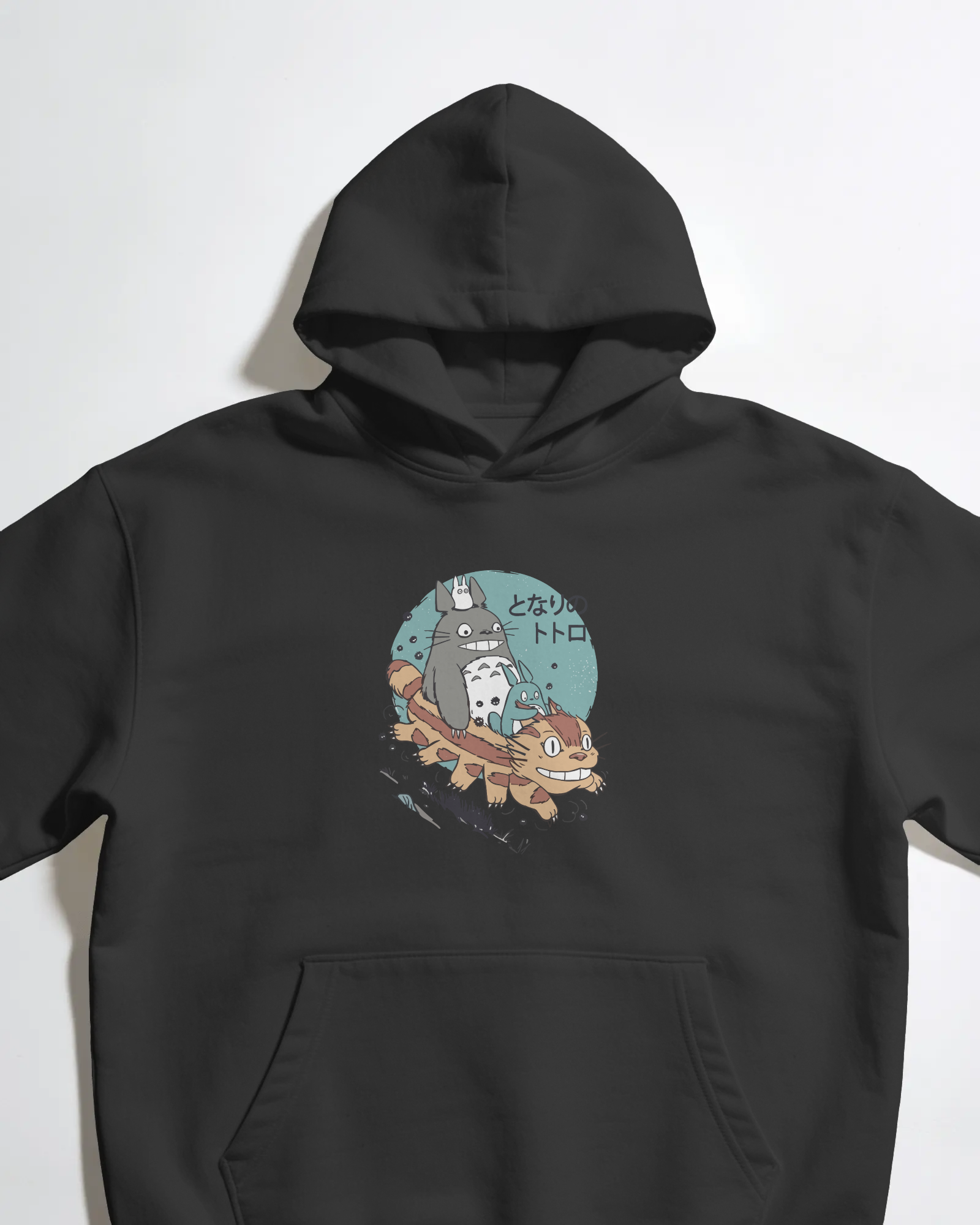 Totoro Unisex Siyah Kapüşonlu Sweatshirt