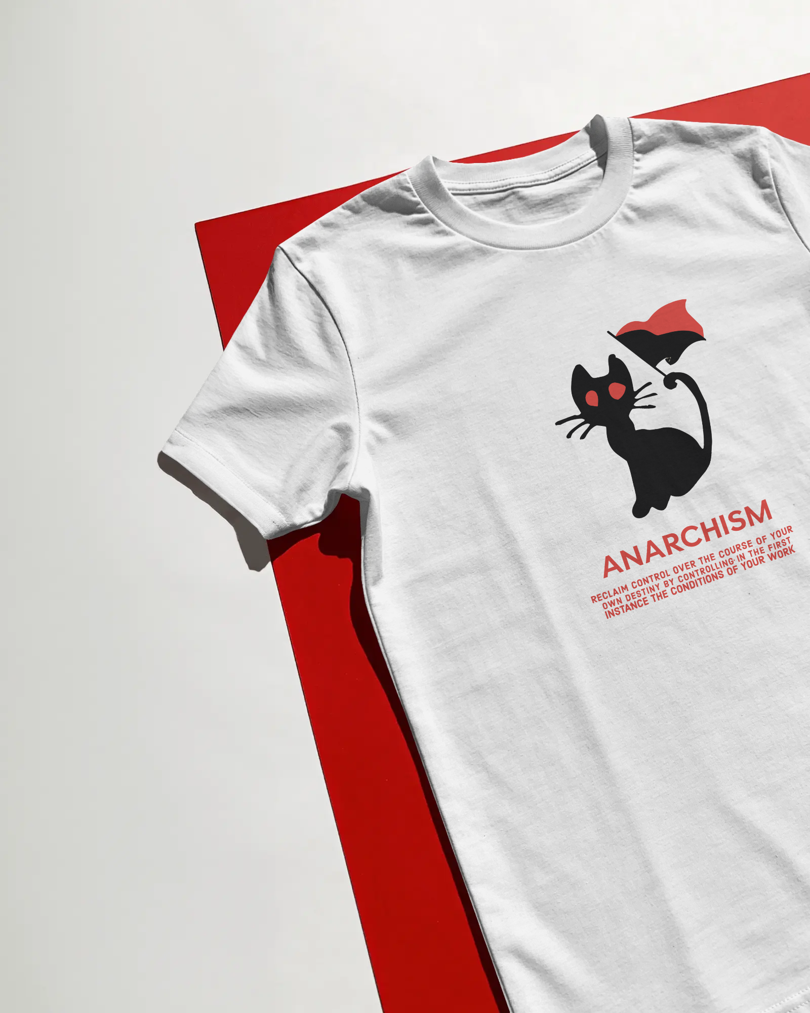 Anarchism Cat Unisex Beyaz Tişört
