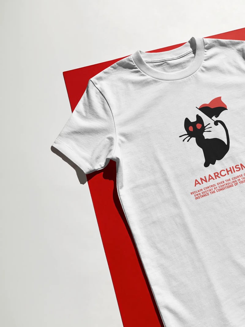 Anarchism Cat Unisex Beyaz Tişört