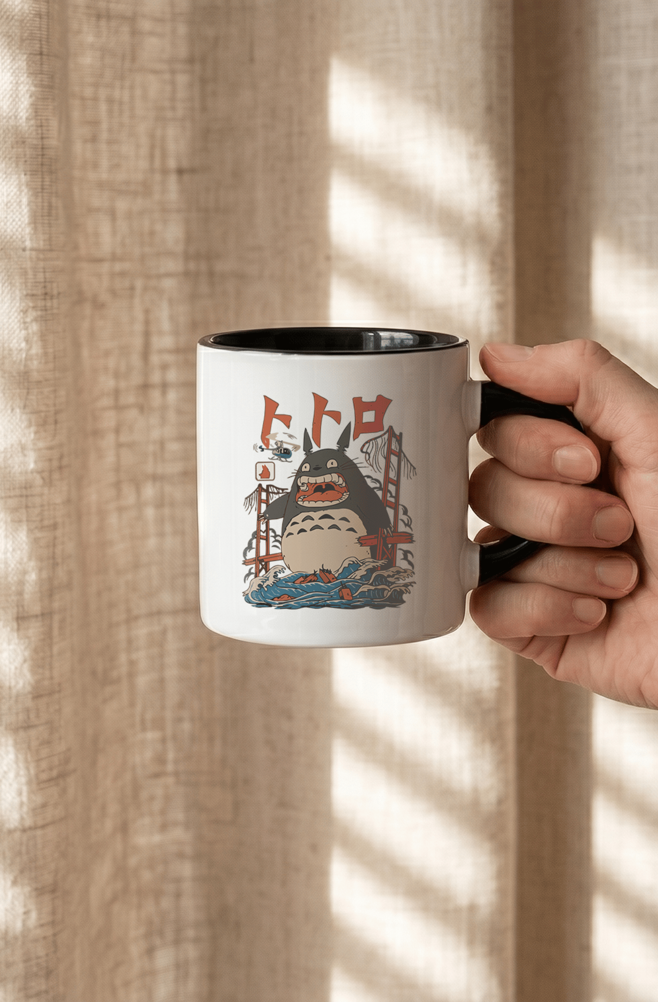 Totoro 180 ml Beyaz Siyah Kahve Kupası