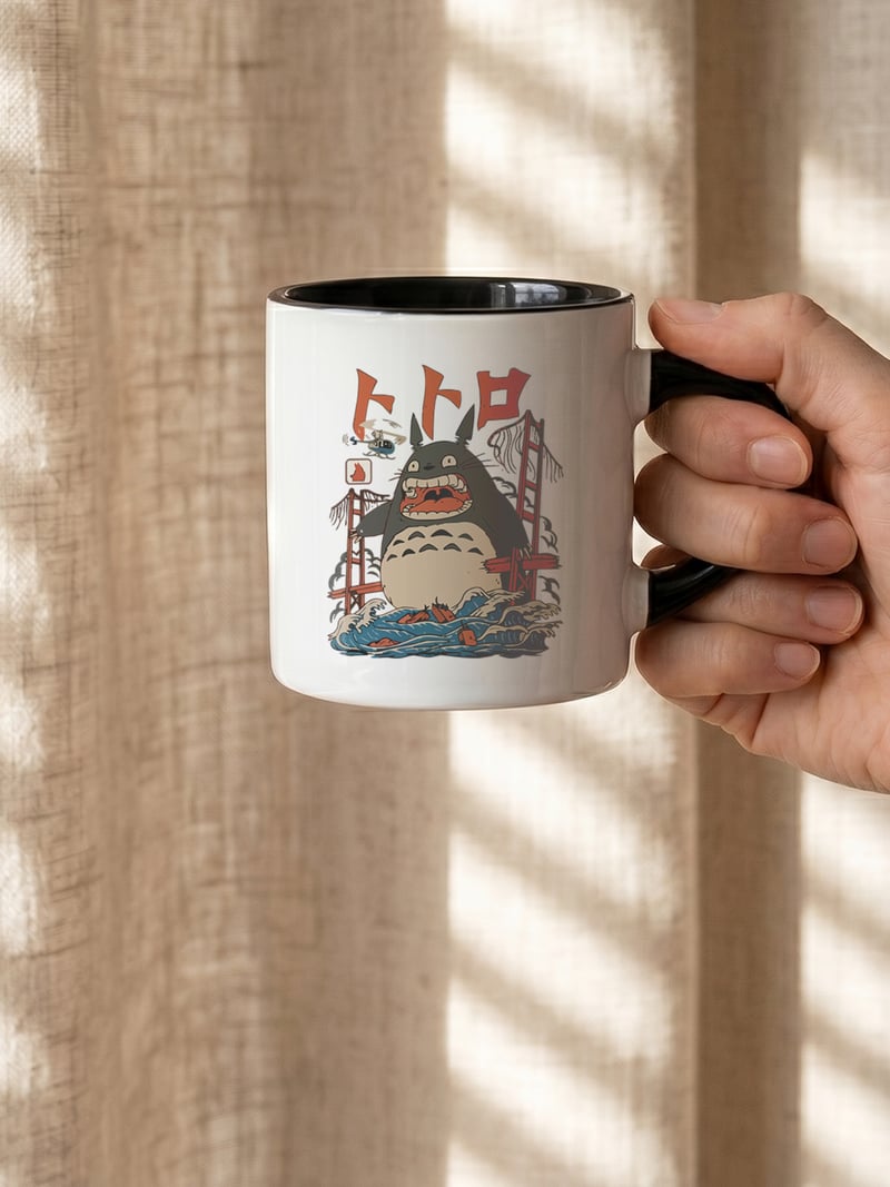 Totoro 180 ml Beyaz Siyah Kahve Kupası