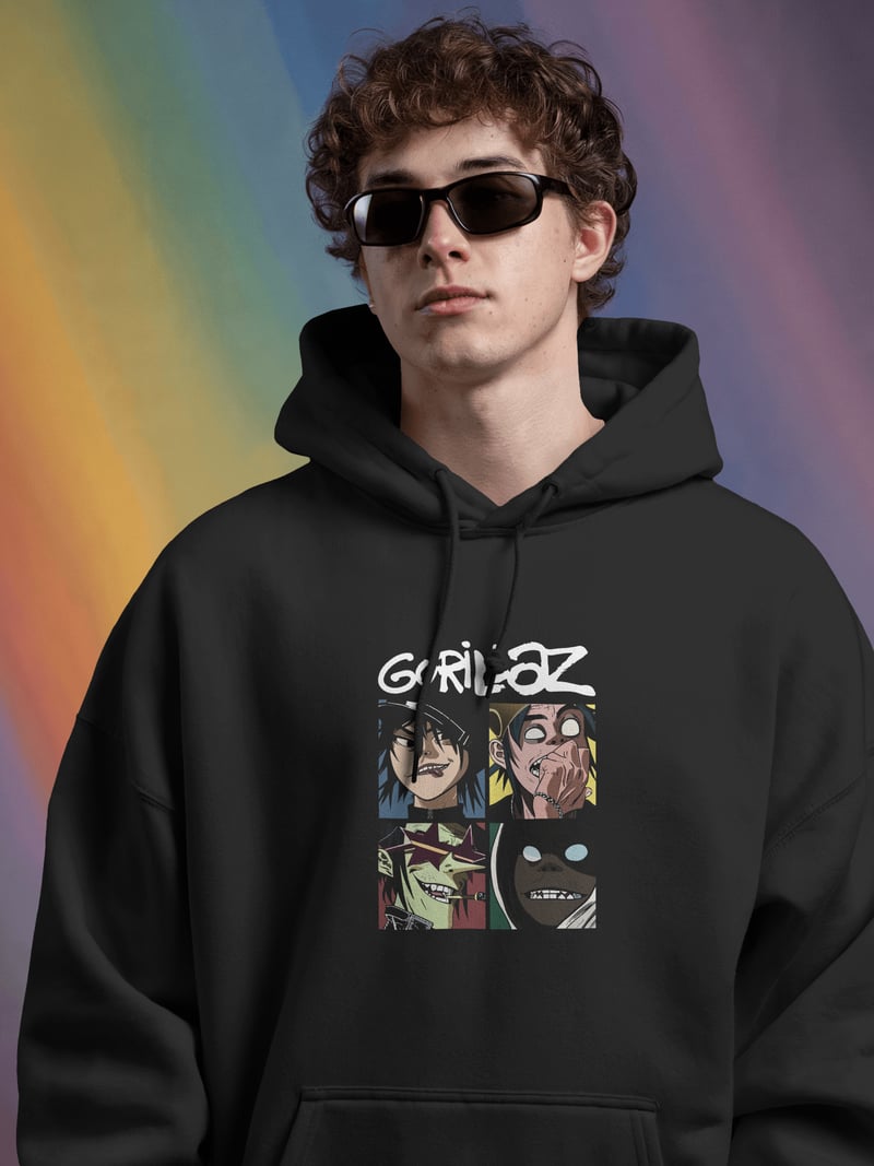 Gorillaz Siyah Kapüşonlu Sweatshirt