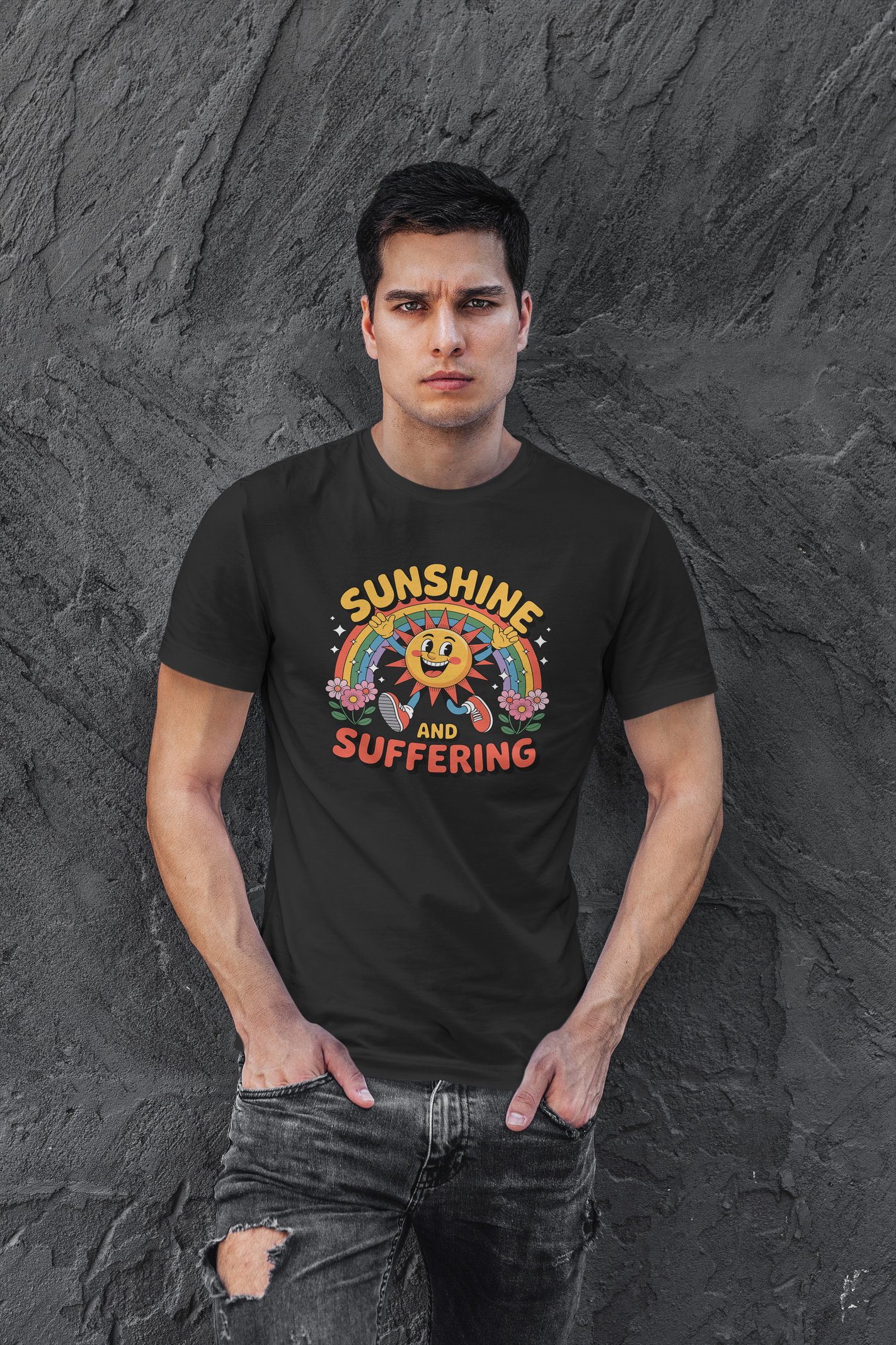 Sunshine Dijital Baskı Siyah Unisex Tişört