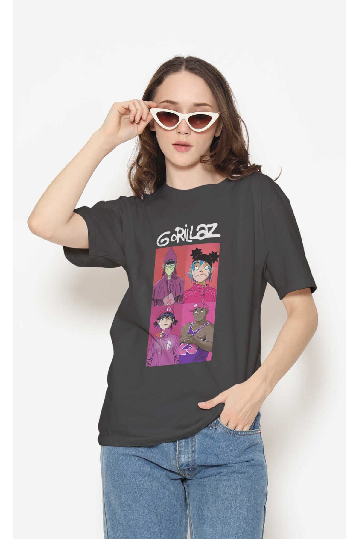 Gorillaz Dijital Baskı Siyah Unisex Tişört