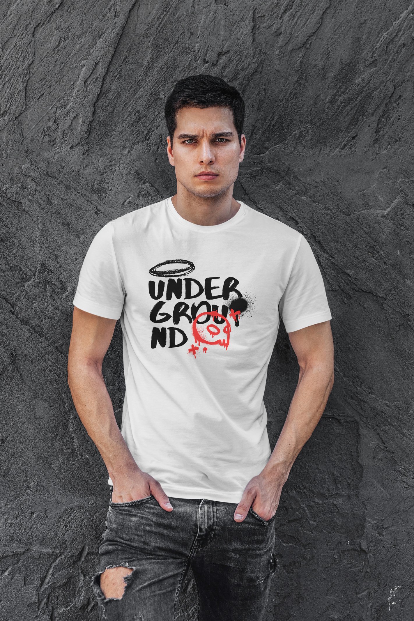 Underground Dijital Baskı Beyaz Unisex Tişört