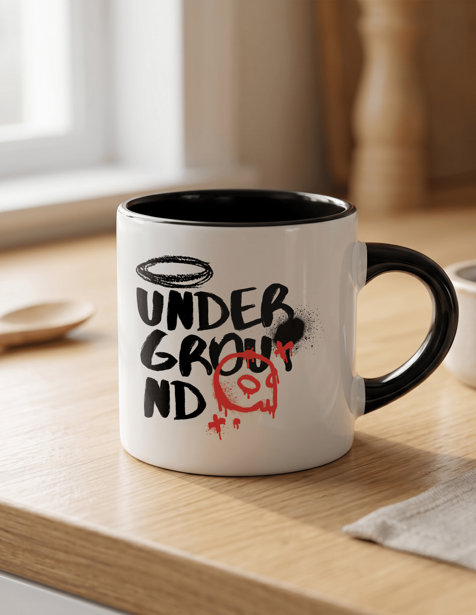Underground 180 ml Beyaz Siyah Kahve Kupası