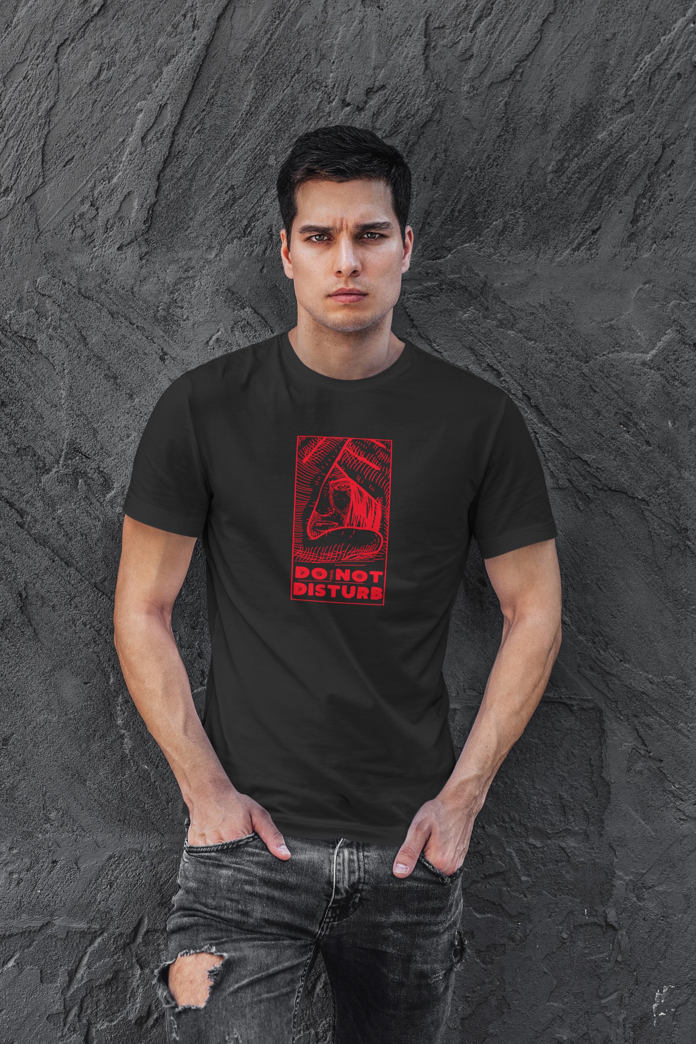 Do Not Disturb Dijital Baskı Siyah Unisex Tişört