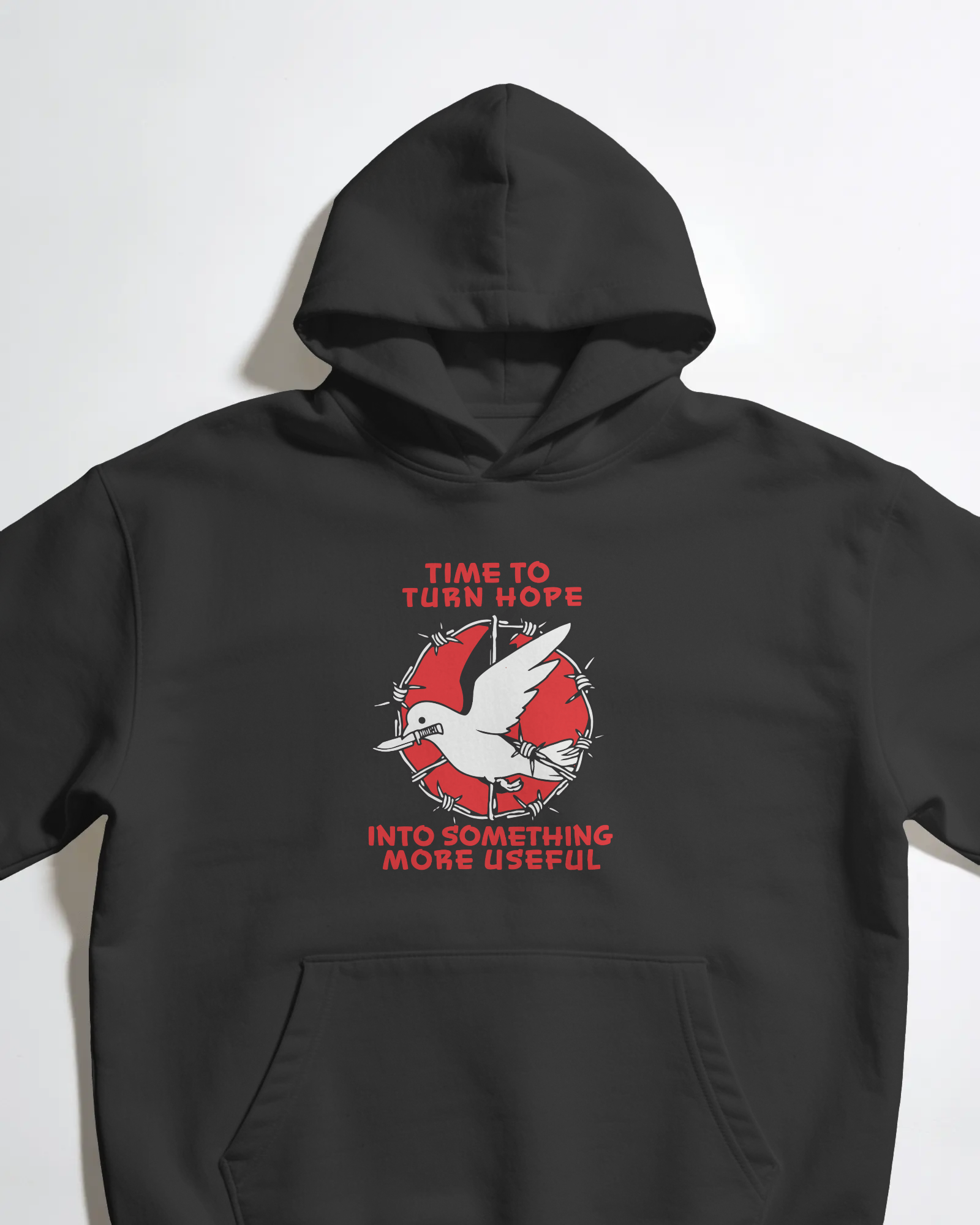 Time To Turn Hope Unisex Siyah Kapüşonlu Sweatshirt