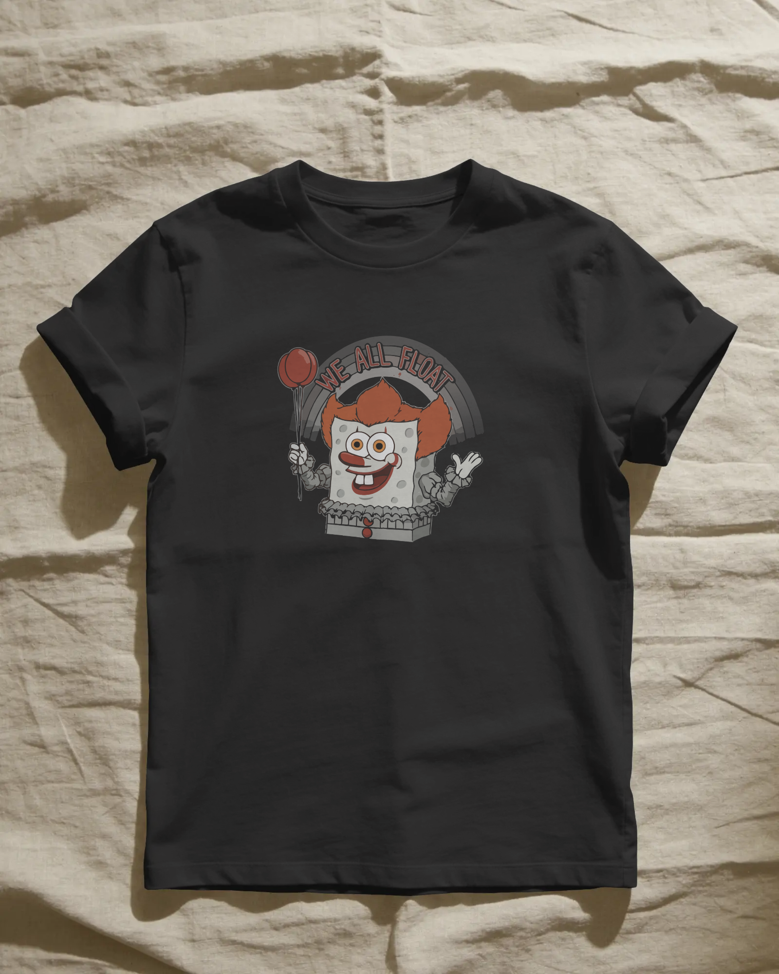 Spongebob Pennywise Unisex Siyah Tişört