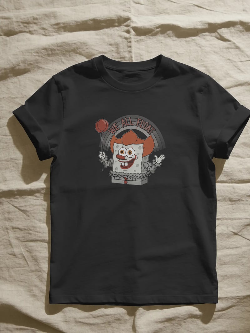 Spongebob Pennywise Unisex Siyah Tişört